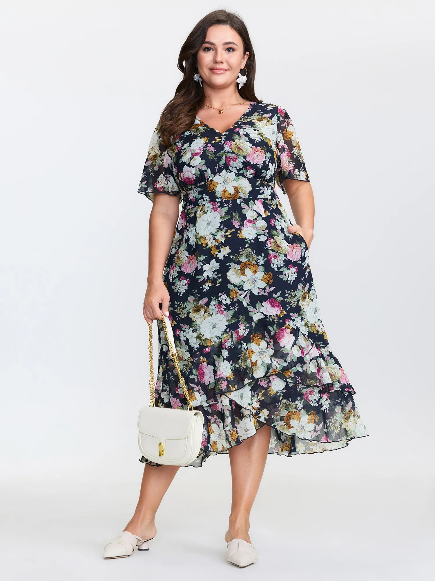 Floral Print Fishtail Hem Midi Dress sold by Bloomchic product image thumbnail 3