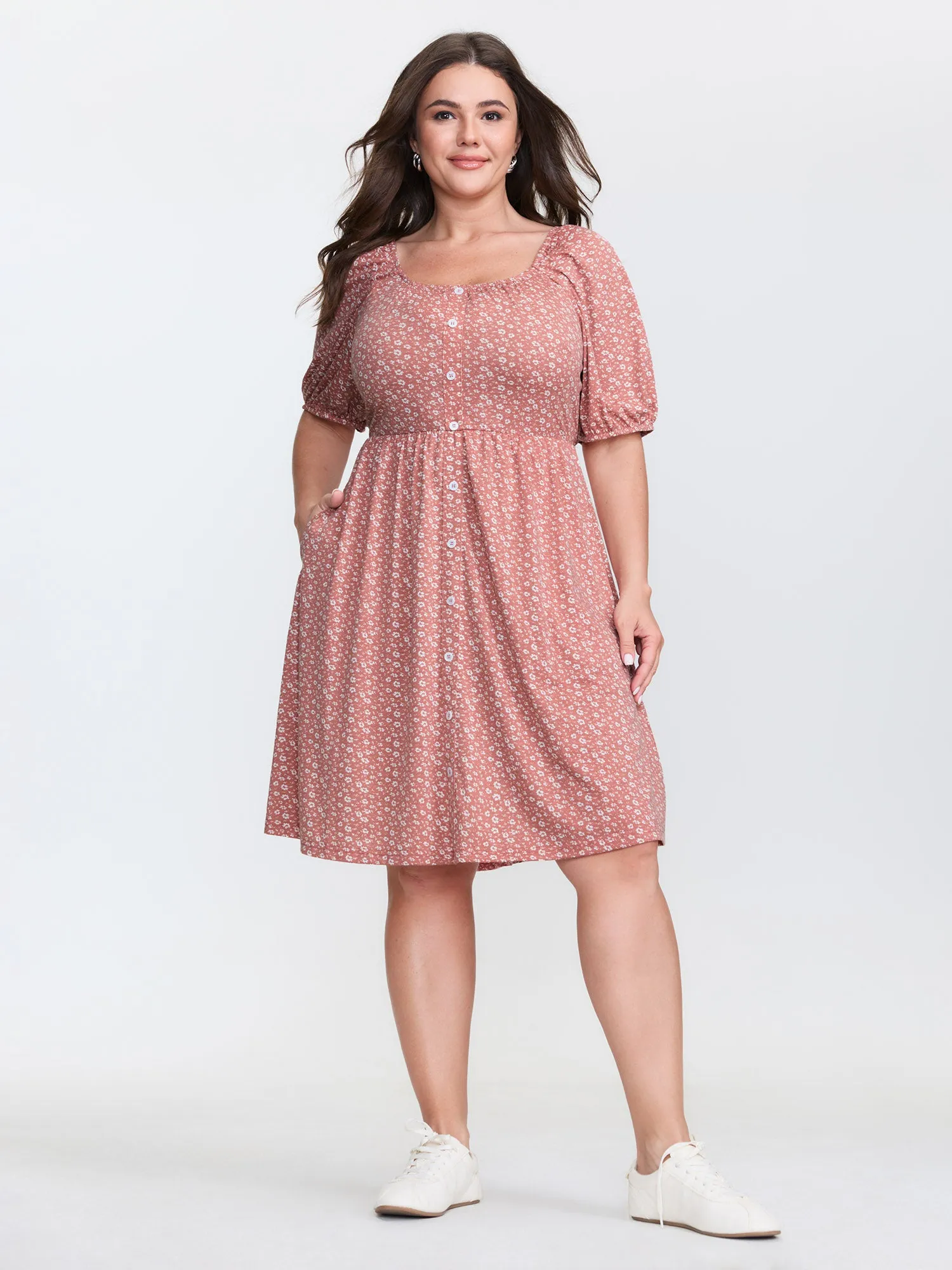 Floral Print Button Detail Midi Dress sold by Bloomchic product image thumbnail 3