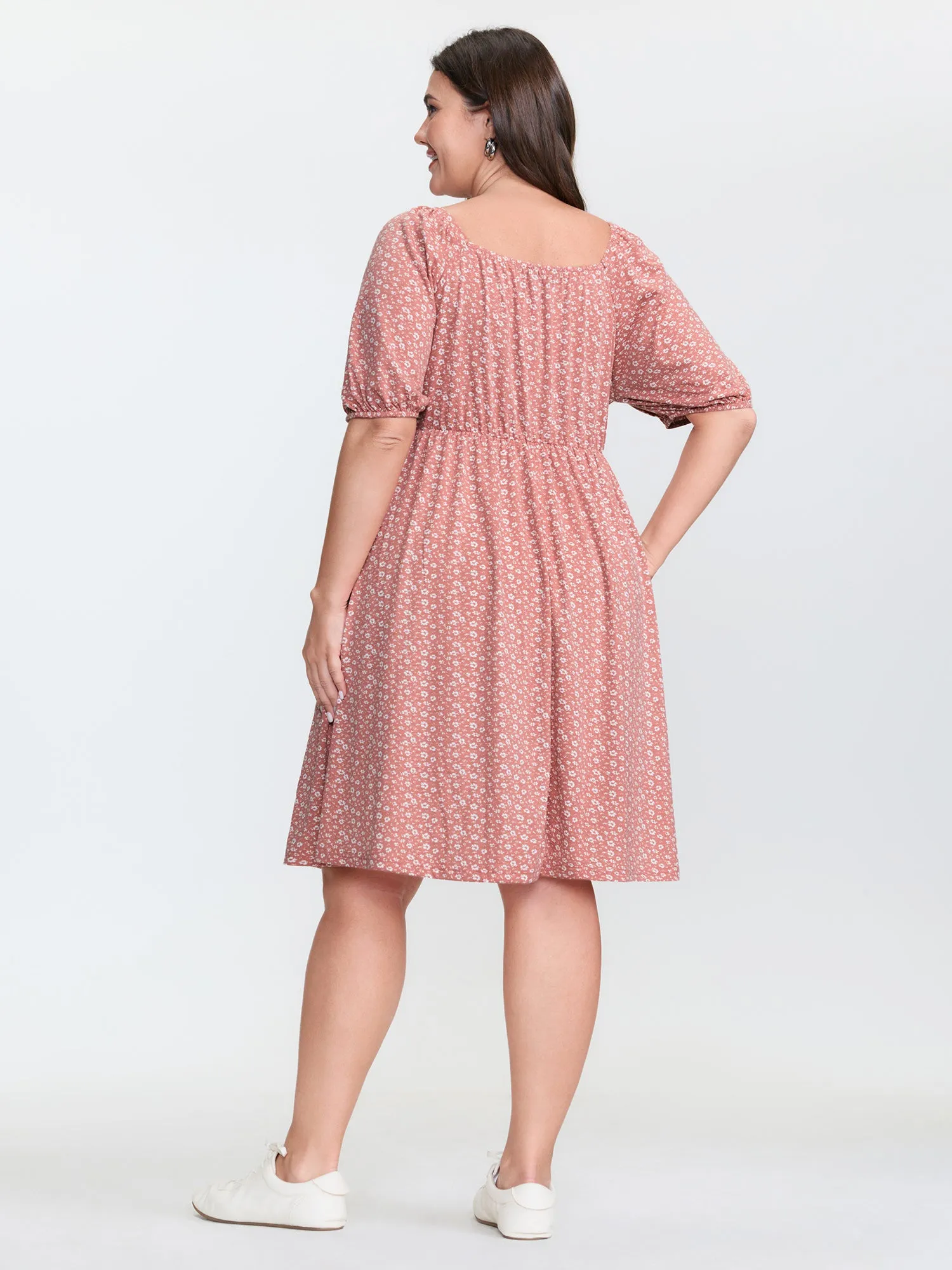 Floral Print Button Detail Midi Dress sold by Bloomchic product image thumbnail 4