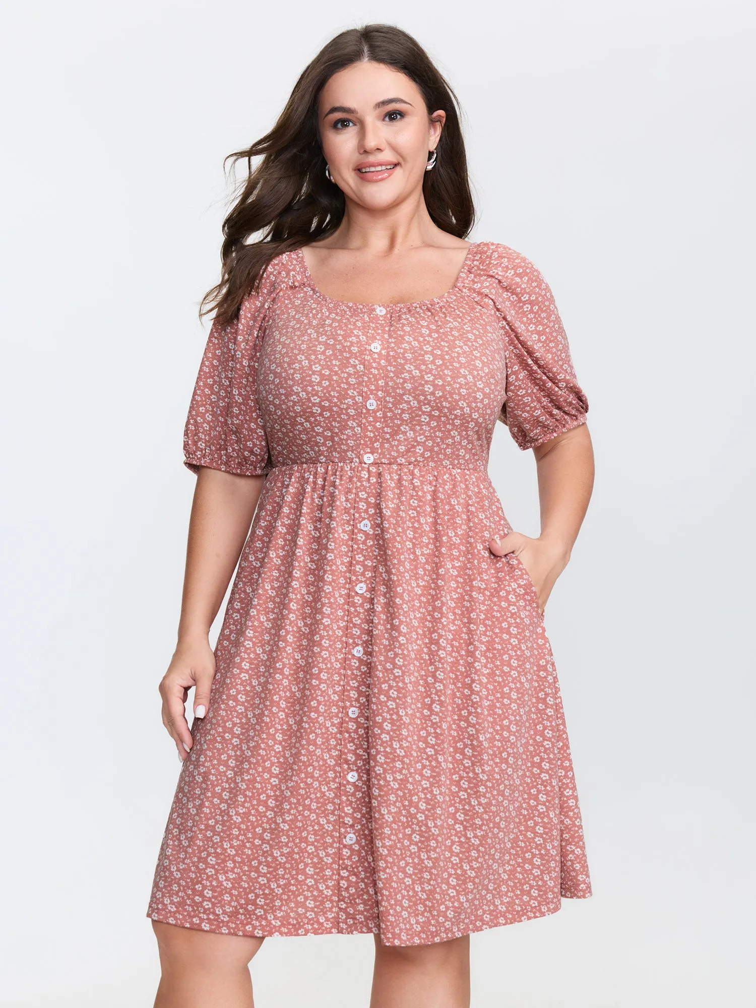 Floral Print Button Detail Midi Dress sold by Bloomchic