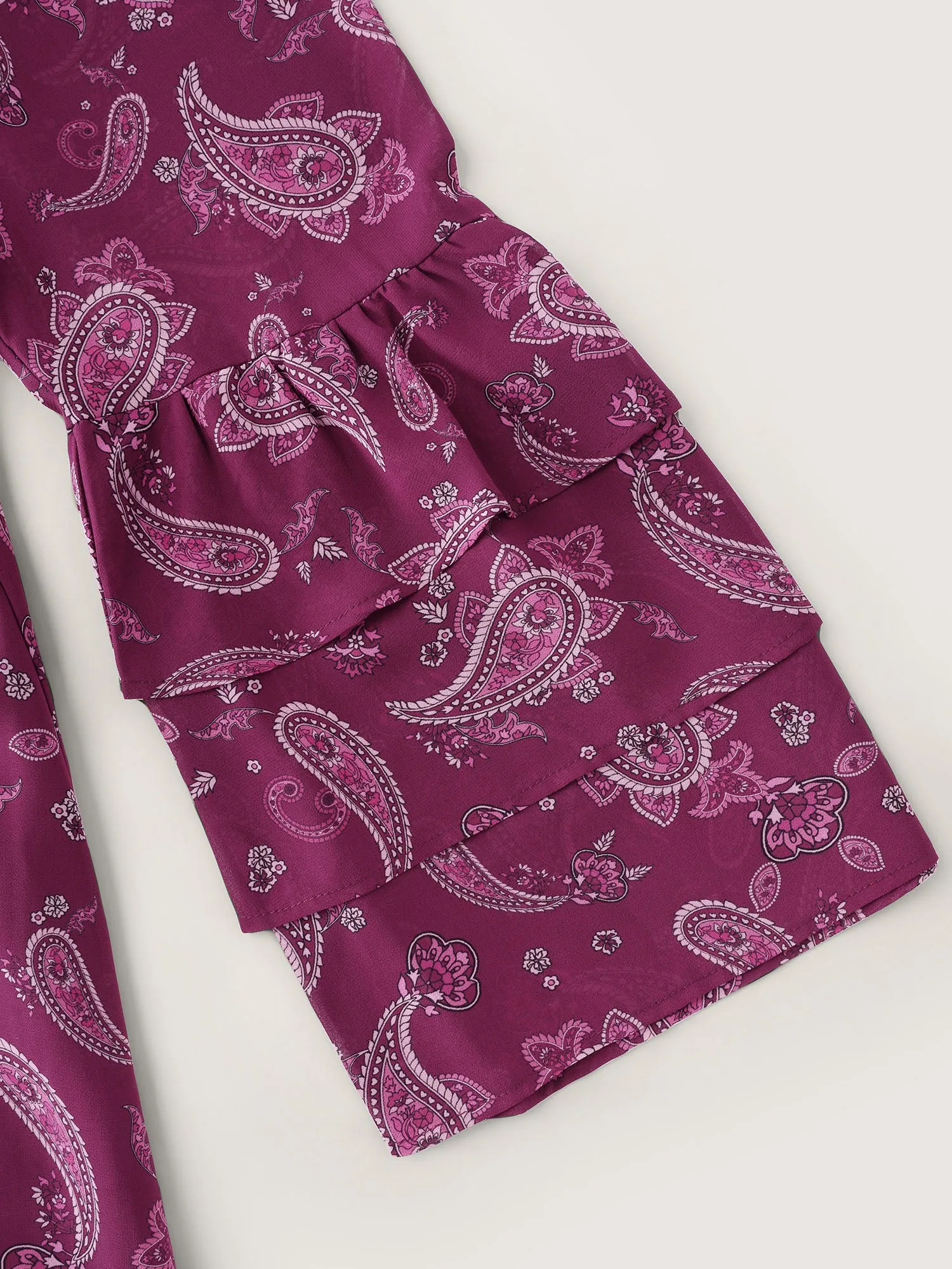 Boho Paisley Print Waist-Tie Maxi Dress sold by Bloomchic product image thumbnail 5