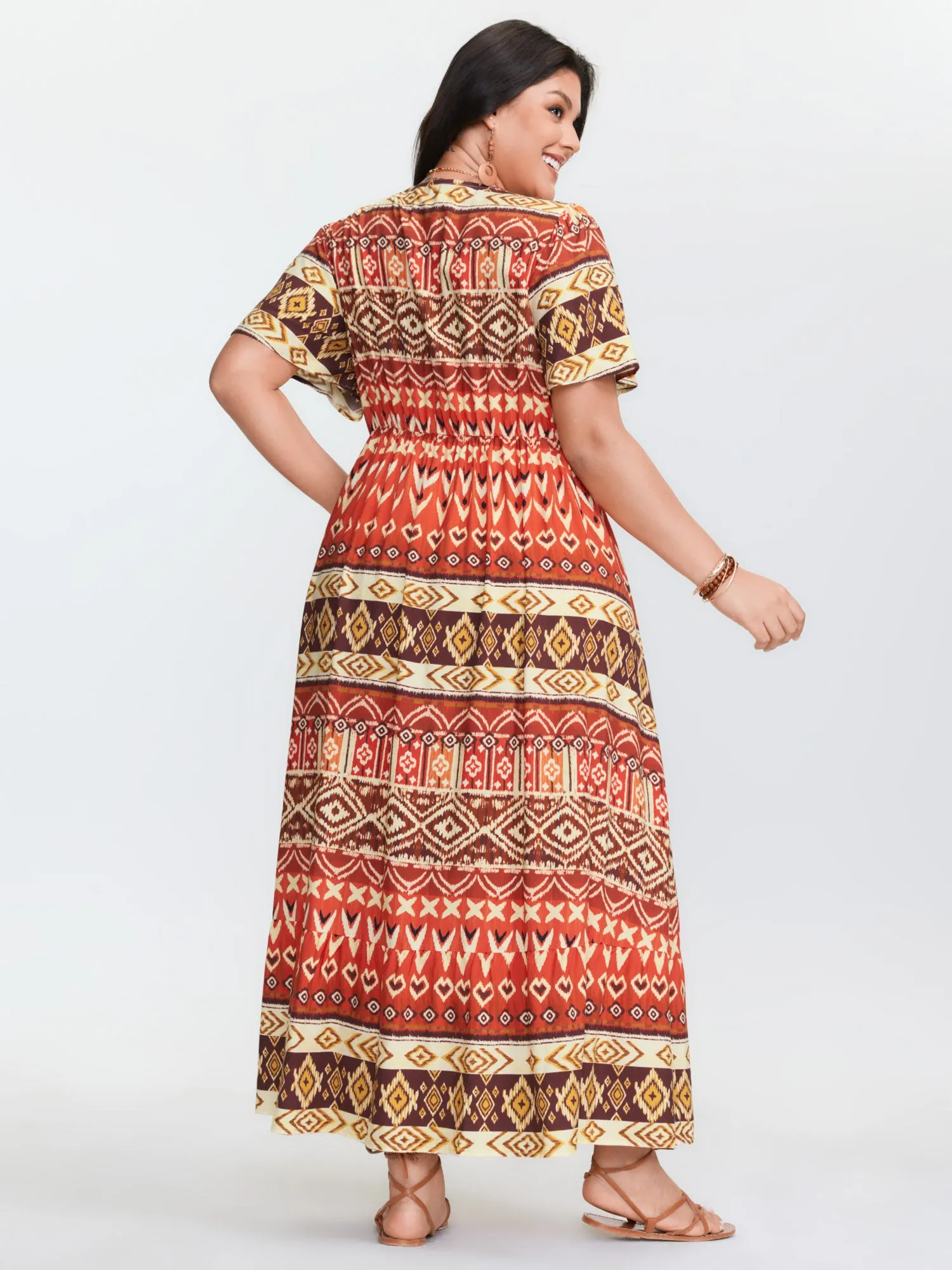 Boho Floral Print Flared Sleeve Maxi Dress sold by Bloomchic product image thumbnail 4