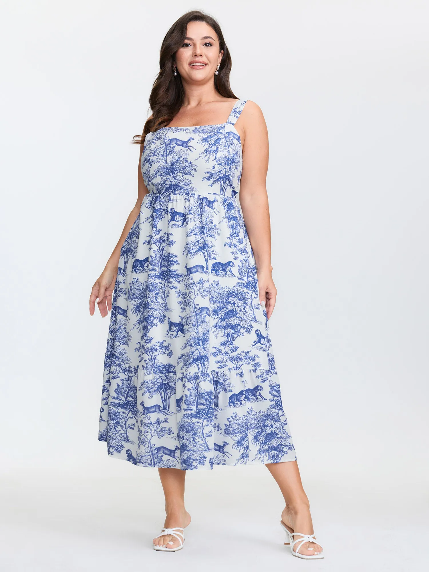 Floral Print Pockets Stretchy Waist Midi Dress sold by Bloomchic product image thumbnail 3