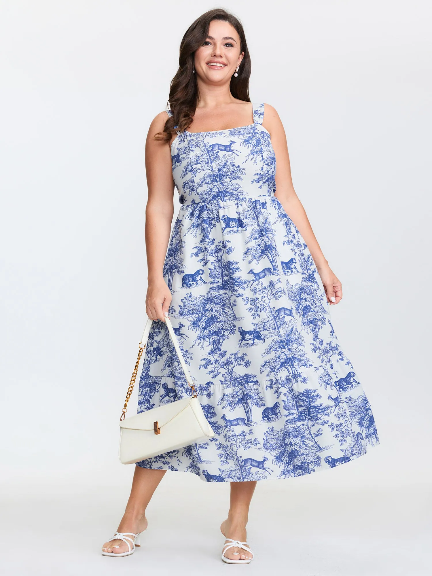 Floral Print Pockets Stretchy Waist Midi Dress sold by Bloomchic