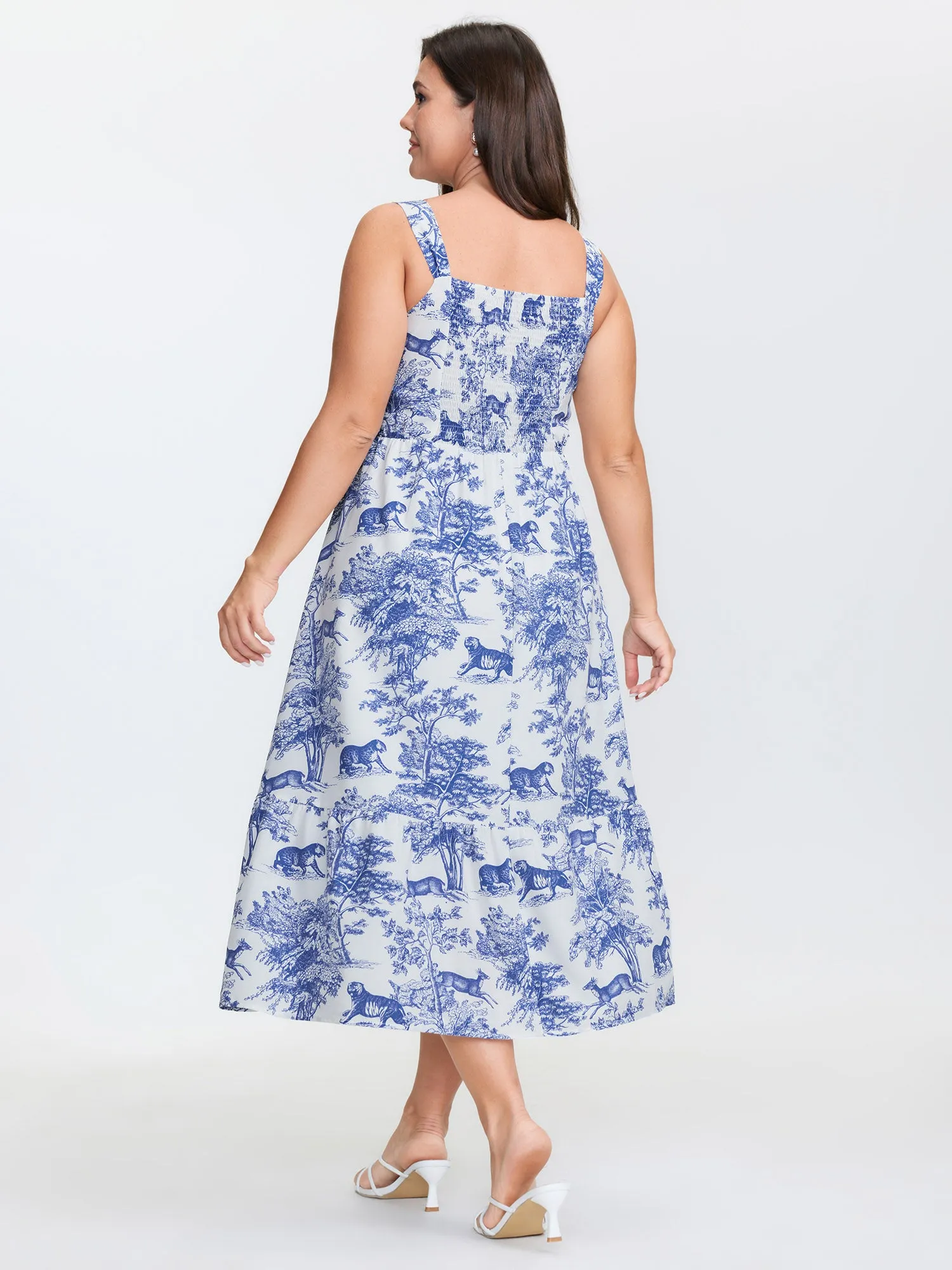 Floral Print Pockets Stretchy Waist Midi Dress sold by Bloomchic product image thumbnail 4