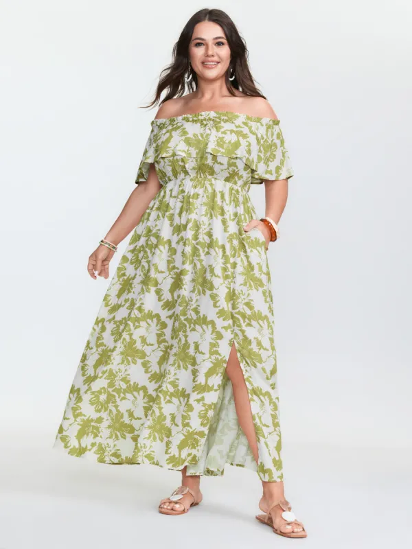 Floral Off-Shoulder Flowy Maxi Dress sold by Bloomchic