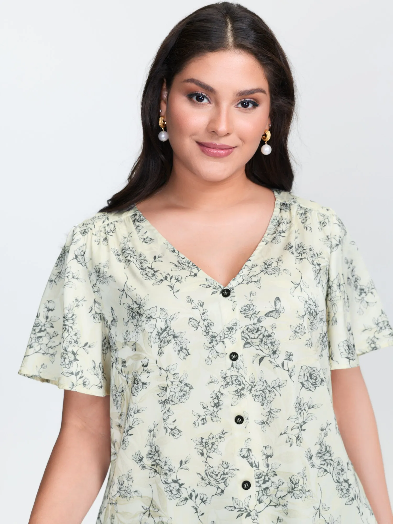 Glossy Textured Floral Print Blouse sold by Bloomchic product image thumbnail 2