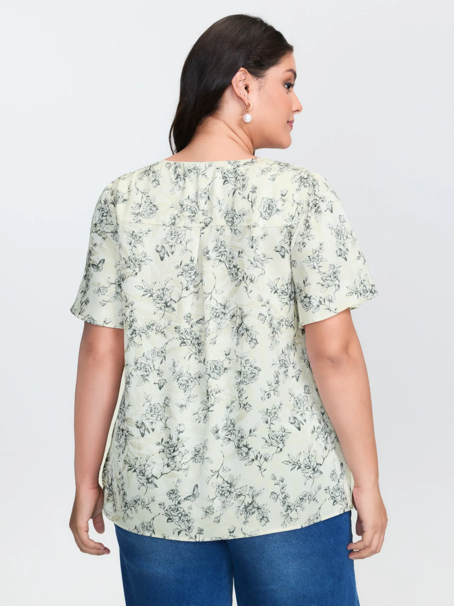 Glossy Textured Floral Print Blouse sold by Bloomchic product image thumbnail 4