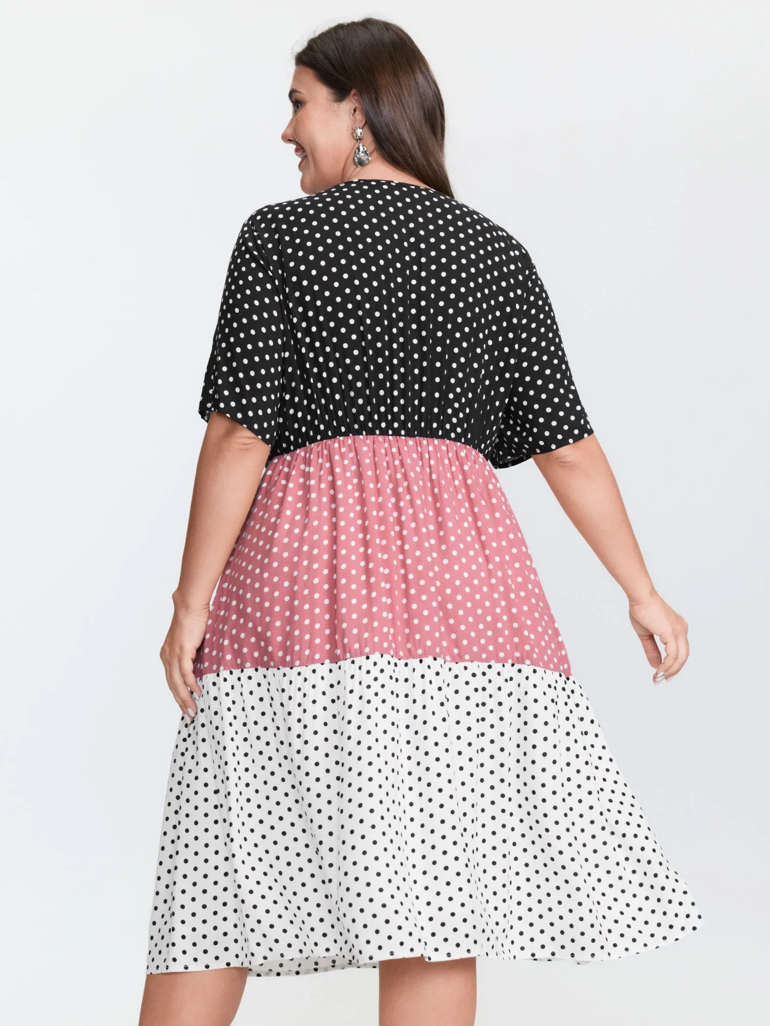 Polka Dots Colorblock Midi Dress sold by Bloomchic product image thumbnail 4