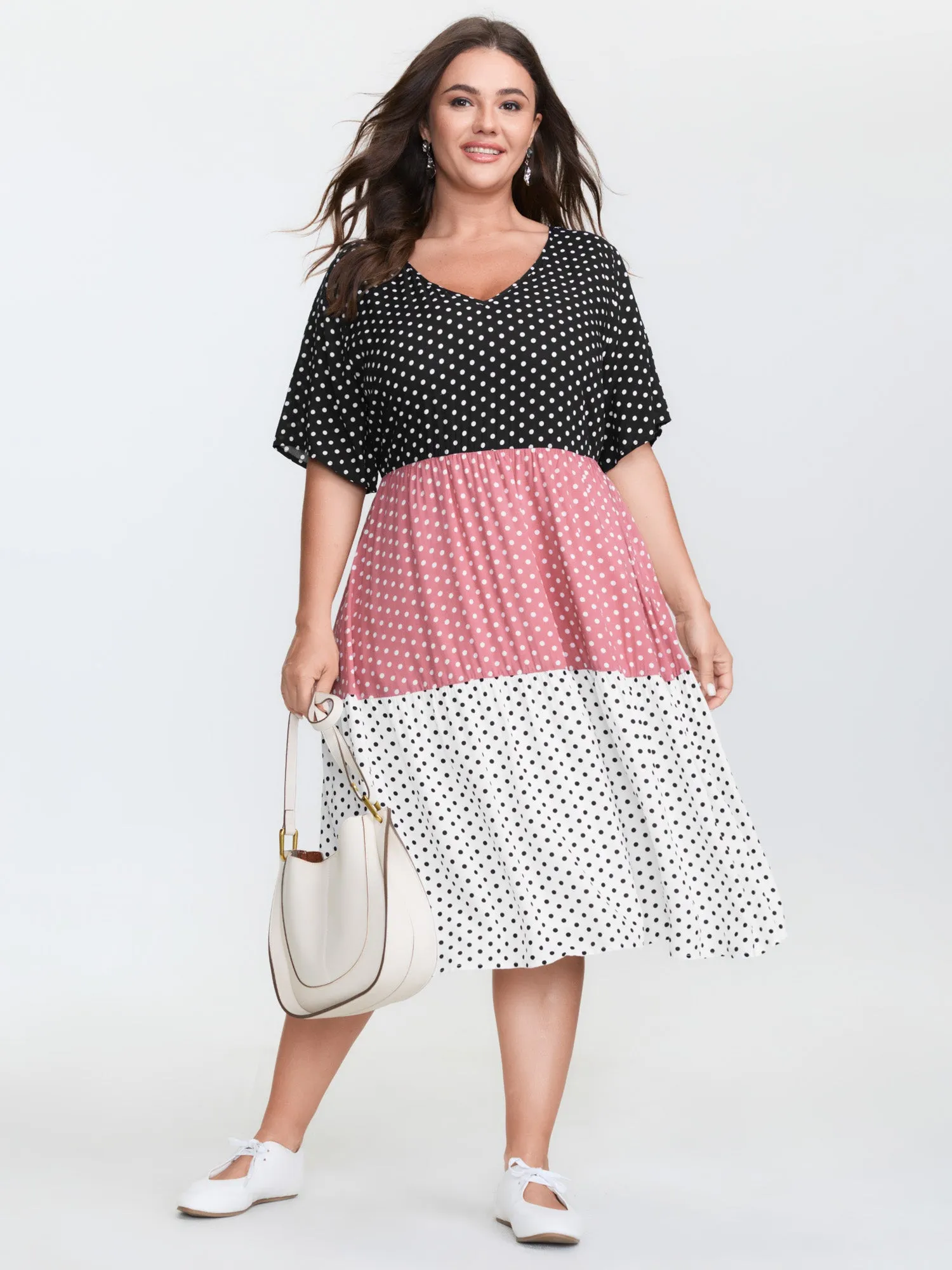 Polka Dots Colorblock Midi Dress sold by Bloomchic product image thumbnail 3