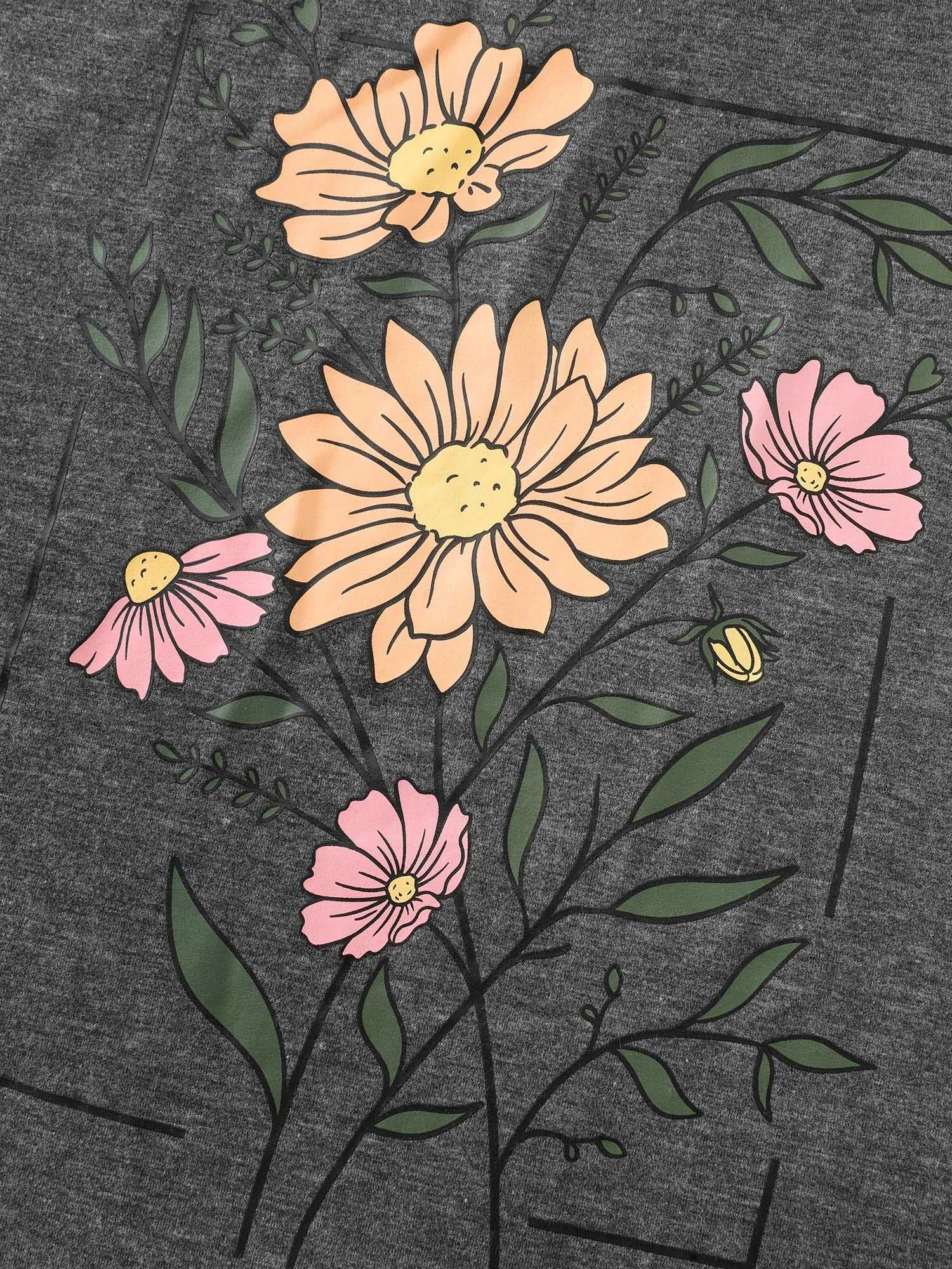 Graphic Floral Print Round Neck T-Shirt sold by Bloomchic product image thumbnail 5