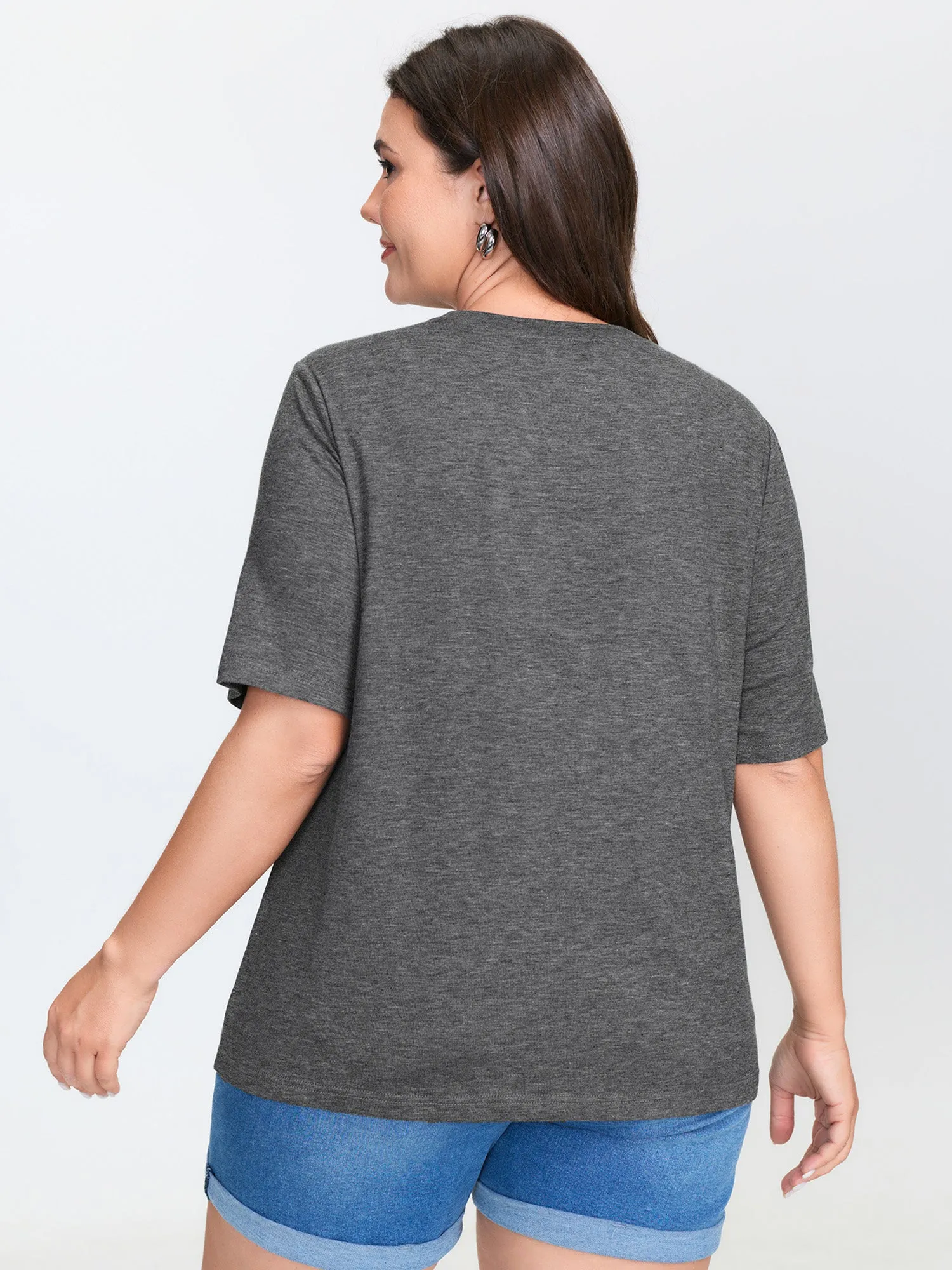 Graphic Floral Print Round Neck T-Shirt sold by Bloomchic product image thumbnail 4