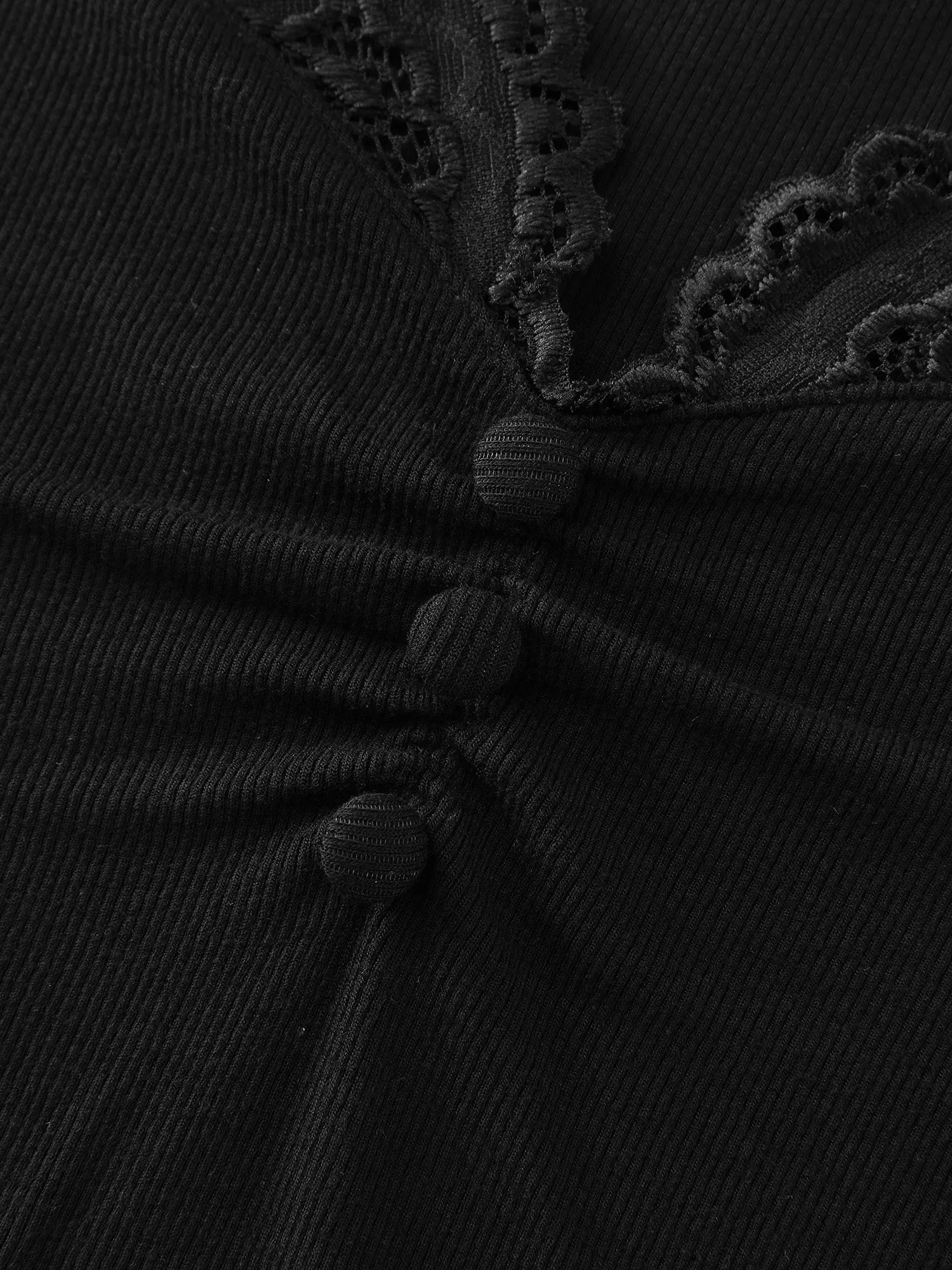 Sheer Lace Neckline Shirred Knit Top sold by Bloomchic product image thumbnail 5