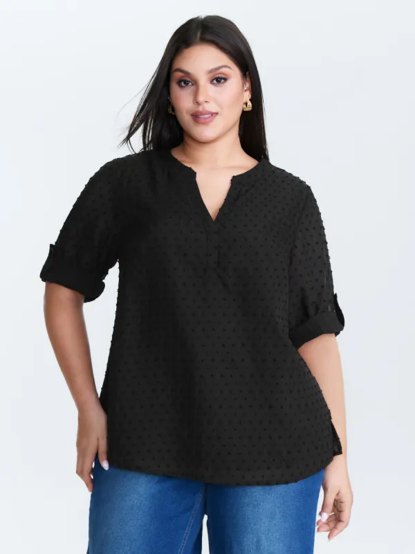 Textured Polka Dots Sheer Blouse sold by Bloomchic