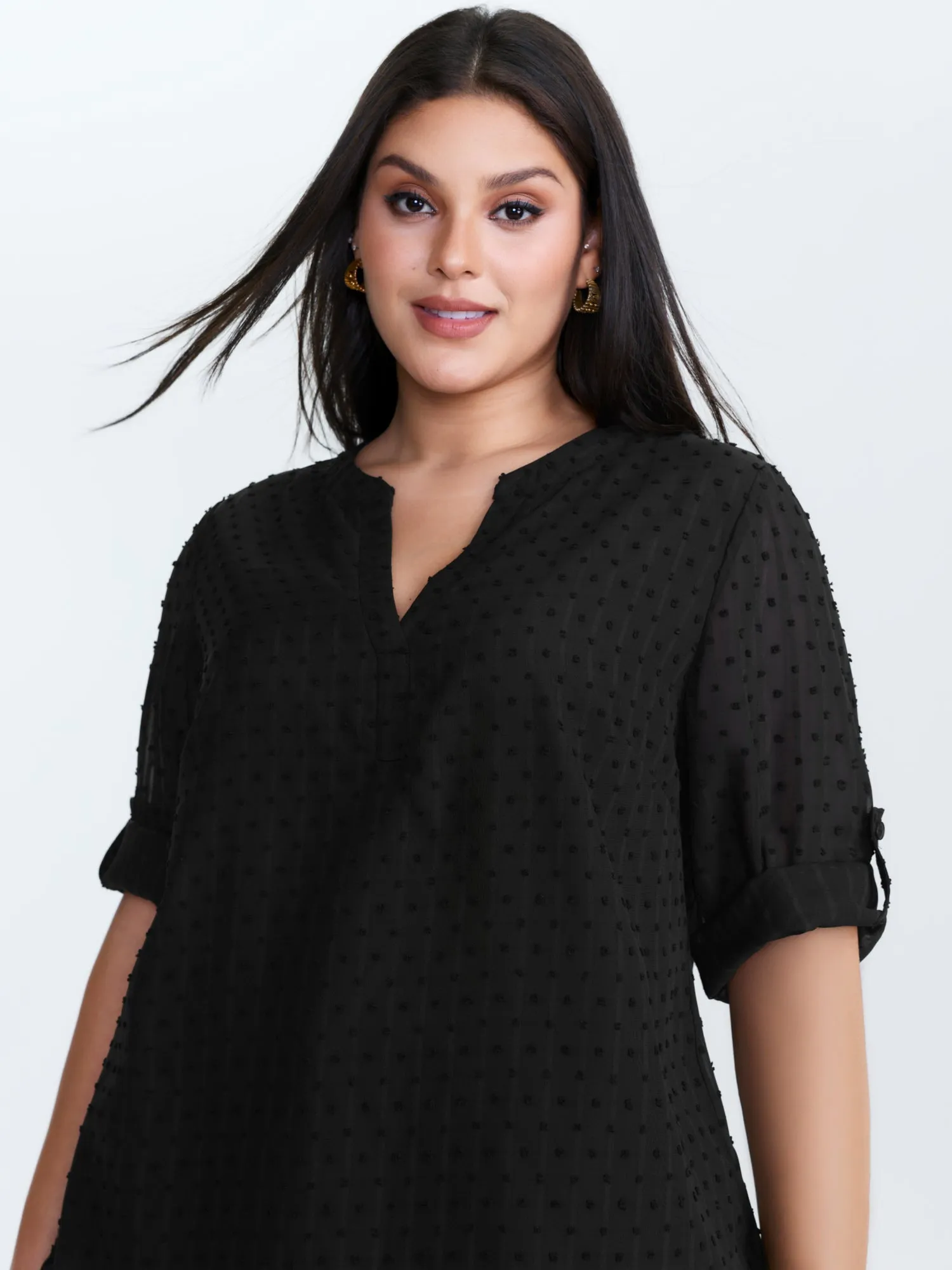 Textured Polka Dots Sheer Blouse sold by Bloomchic product image thumbnail 2