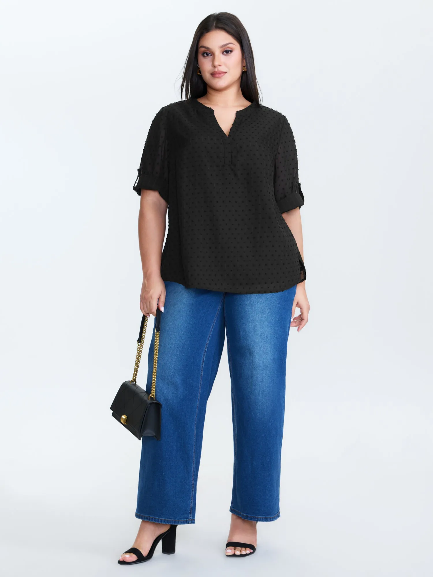 Textured Polka Dots Sheer Blouse sold by Bloomchic product image thumbnail 3