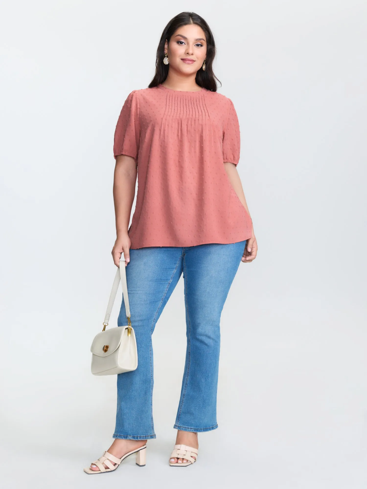 Textured Dots Pleated Blouse sold by Bloomchic product image thumbnail 3