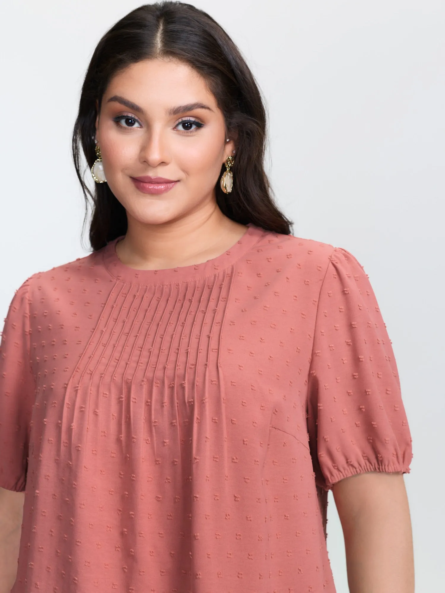 Textured Dots Pleated Blouse sold by Bloomchic product image thumbnail 2