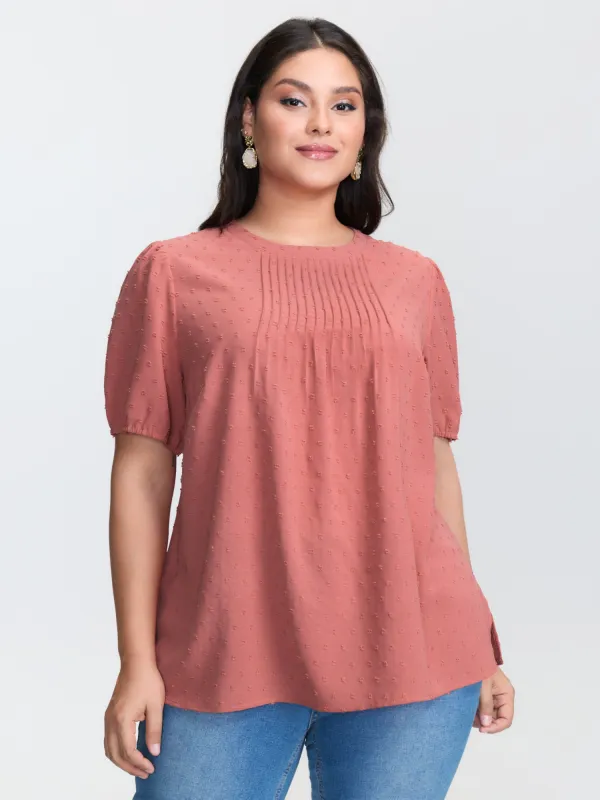 Textured Dots Pleated Blouse sold by Bloomchic