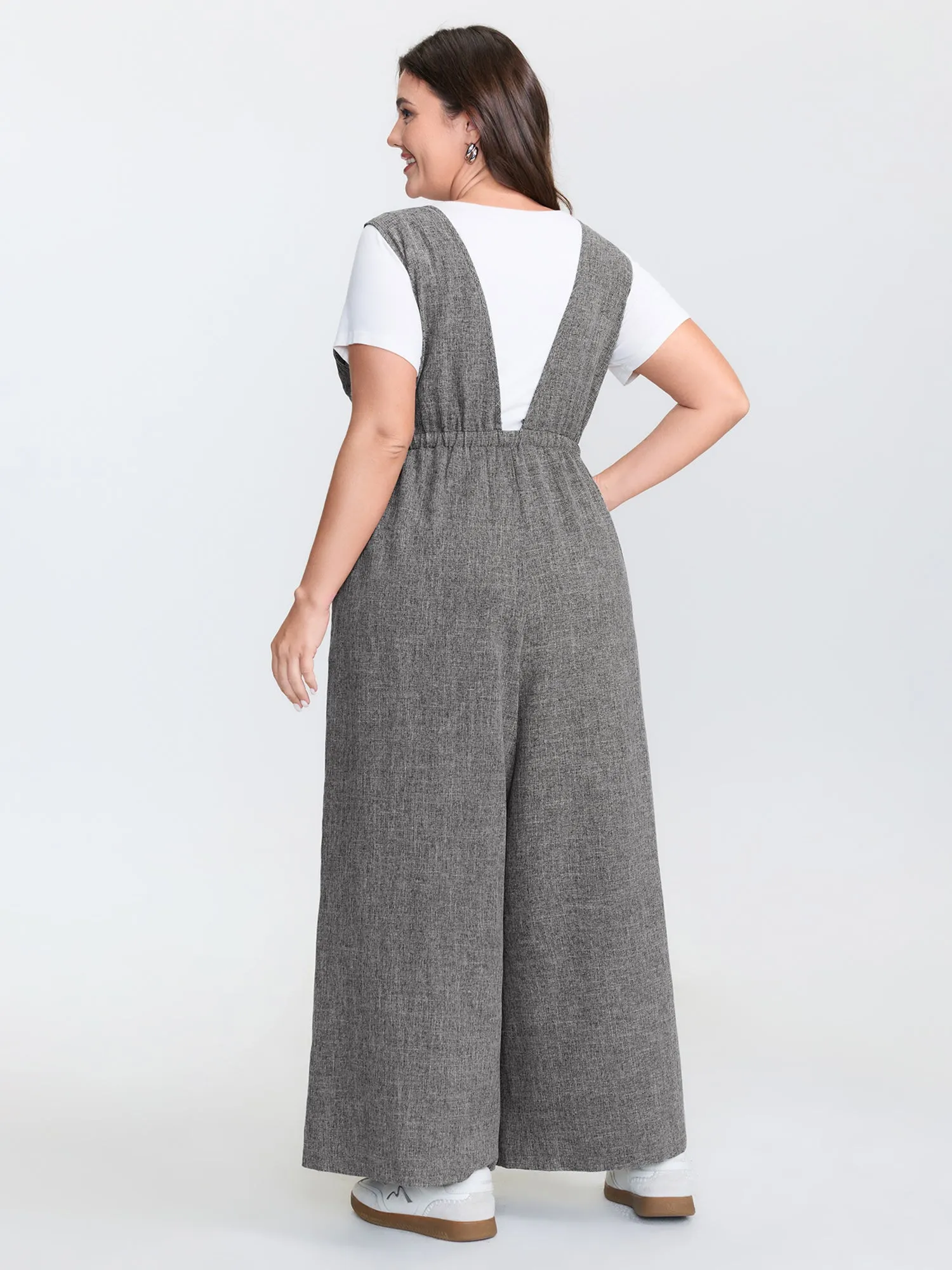 Textured Backless Heather Pocket Jumpsuit sold by Bloomchic product image thumbnail 4
