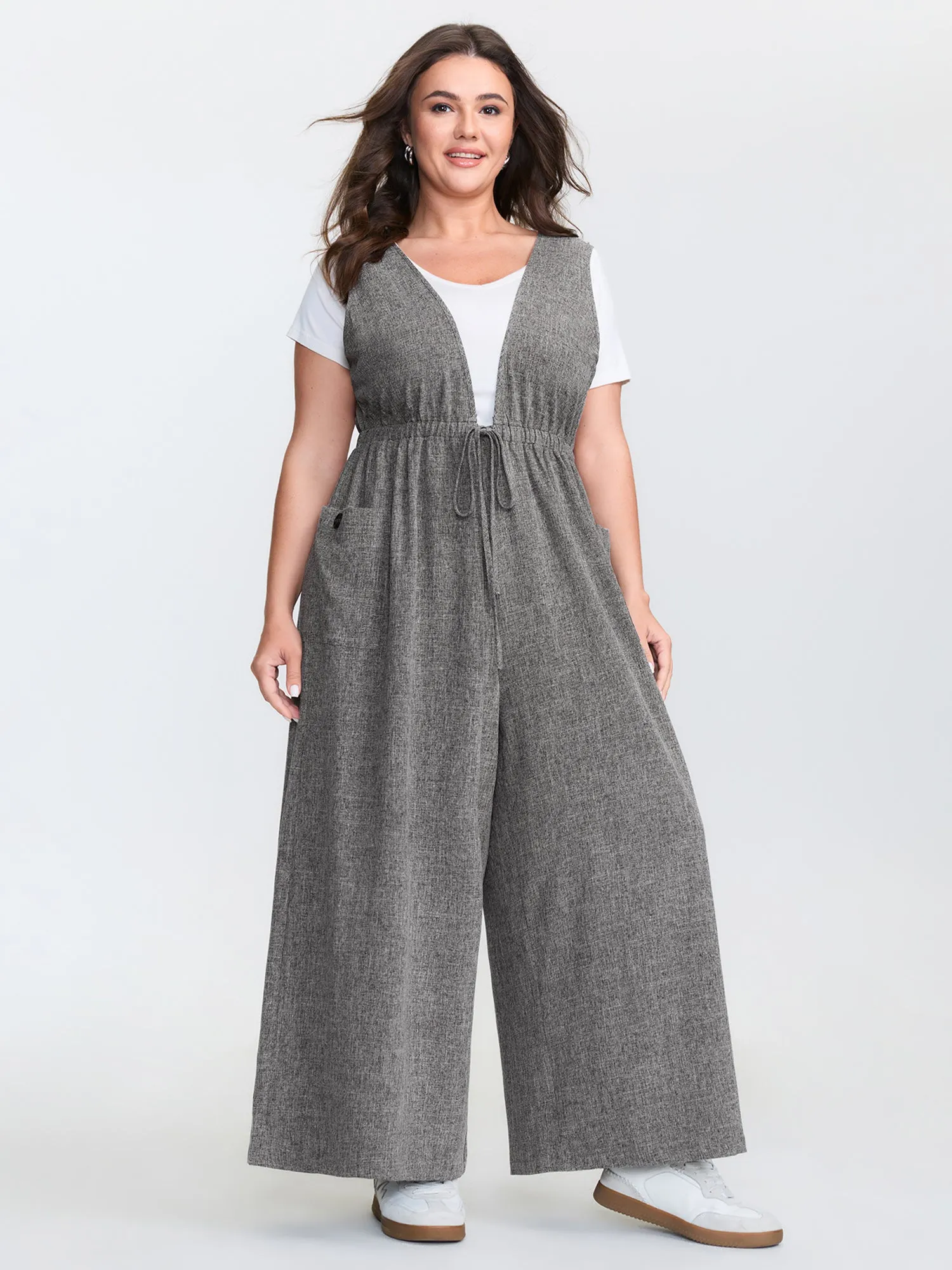Textured Backless Heather Pocket Jumpsuit sold by Bloomchic product image thumbnail 3