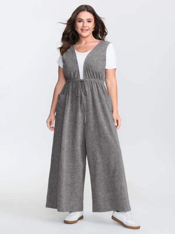 Textured Backless Heather Pocket Jumpsuit sold by Bloomchic