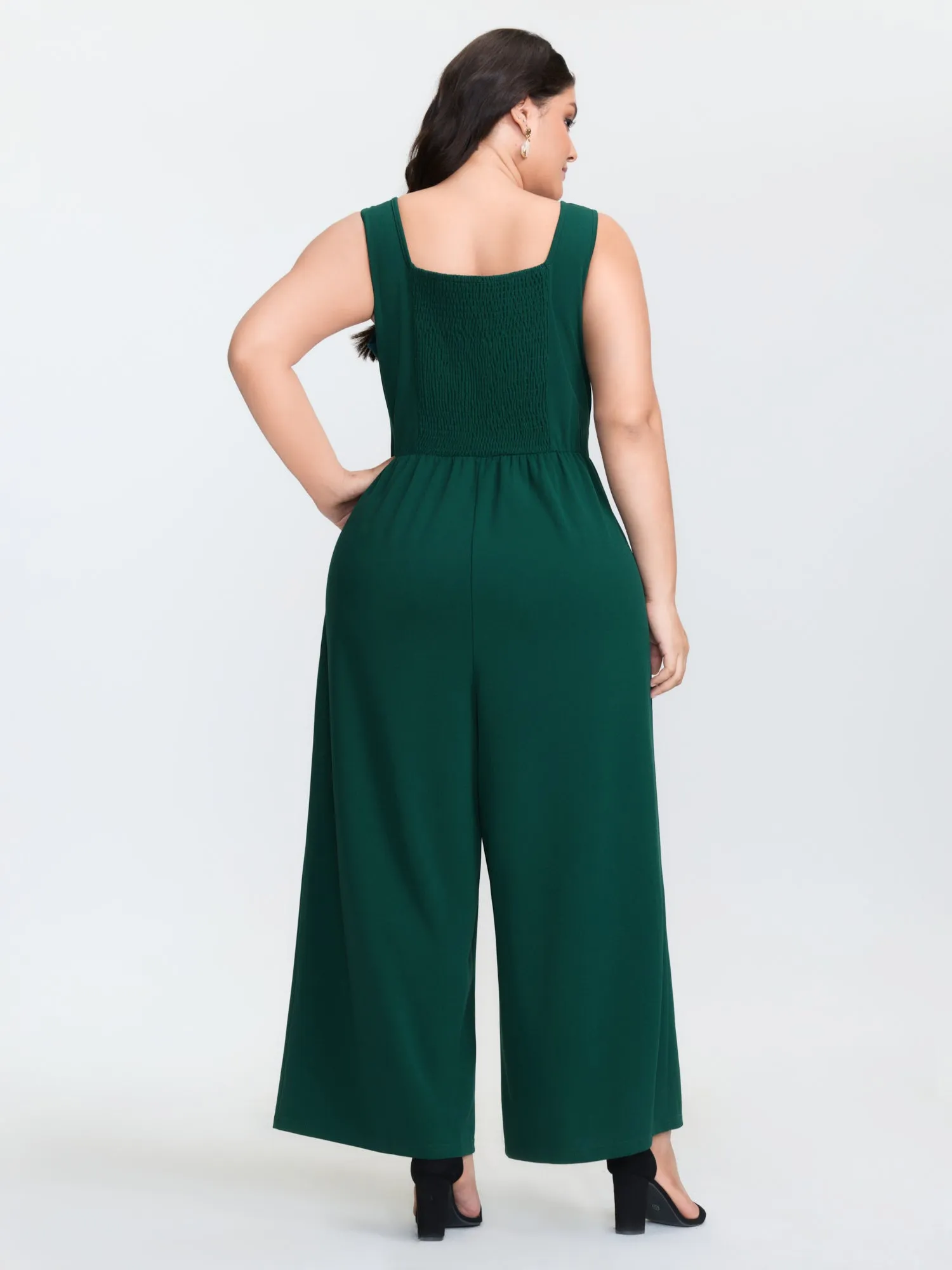 Shirred Back Metal Loop Ruched Jumpsuit sold by Bloomchic product image thumbnail 4