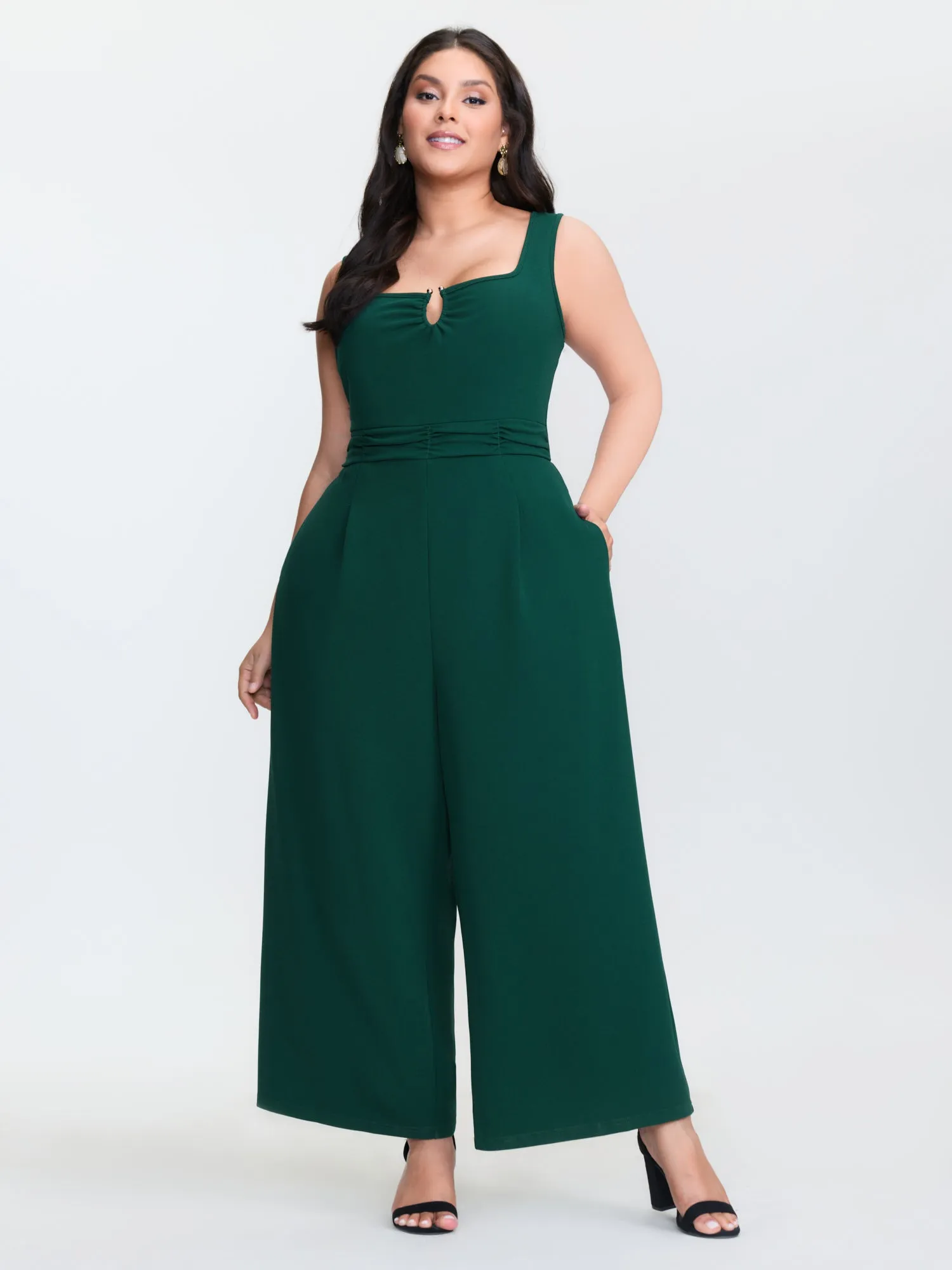 Shirred Back Metal Loop Ruched Jumpsuit sold by Bloomchic product image thumbnail 3