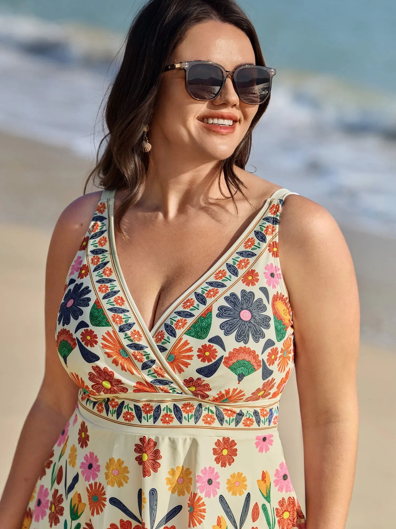 Floral Surplice Neckline Pockets Swim Dress sold by Bloomchic product image thumbnail 2