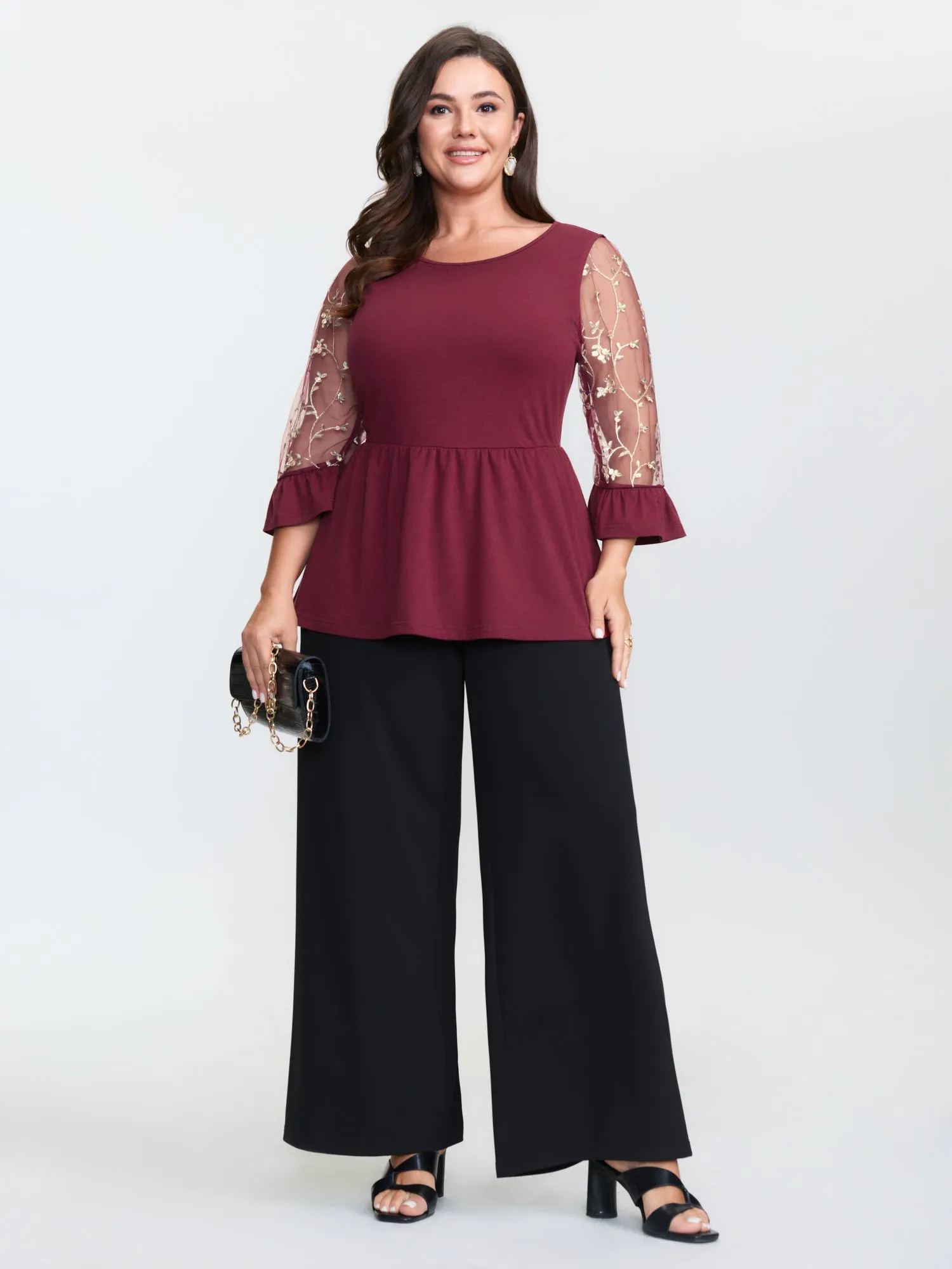 Supersoft Embroidered Cross-Strap Back Blouse sold by Bloomchic product image thumbnail 3