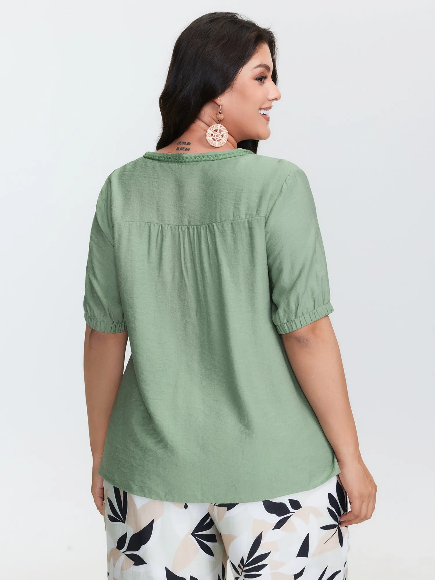 Supersoft Contrast Webbing V-Neck Blouse sold by Bloomchic product image thumbnail 4