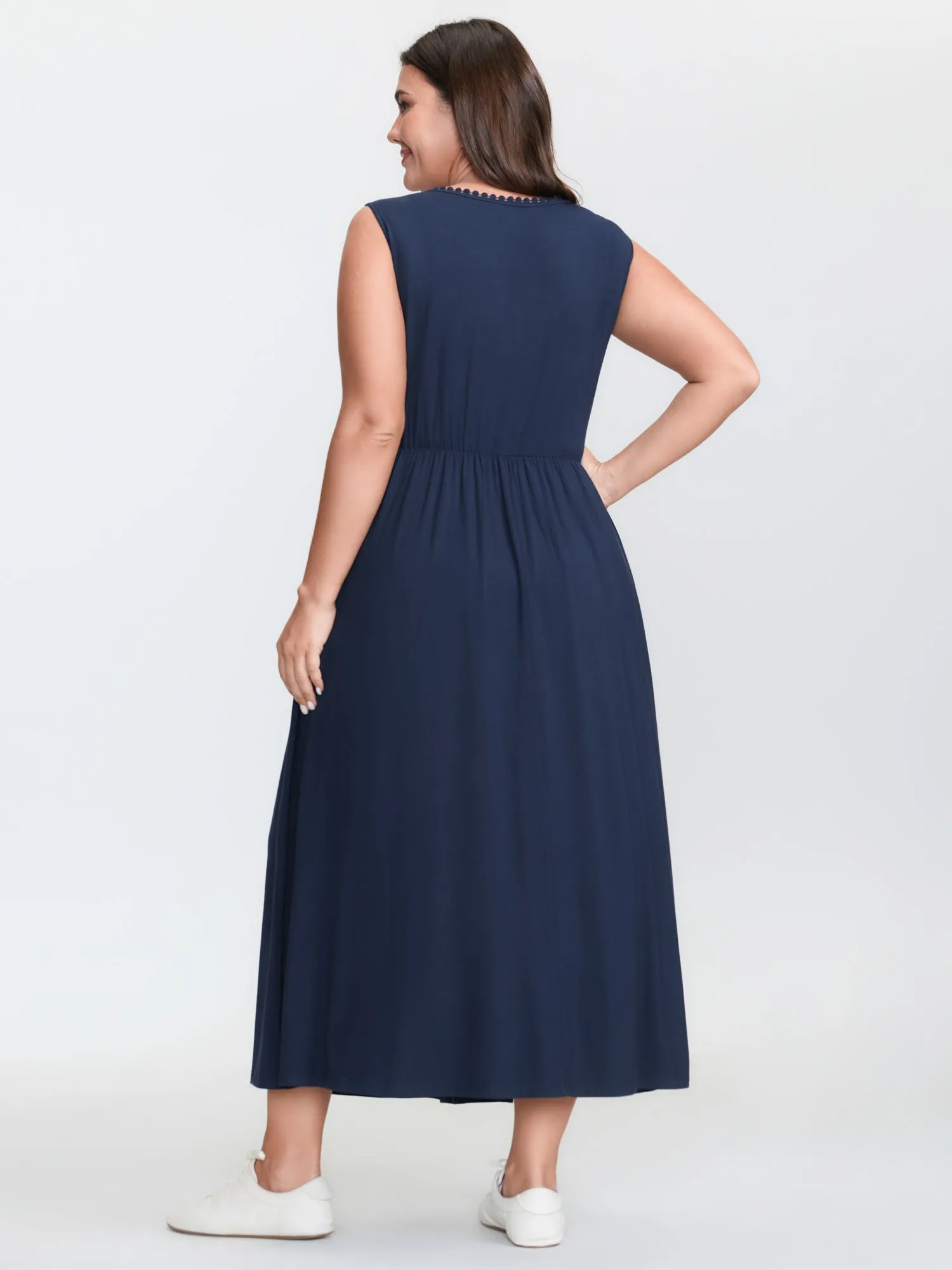 Supersoft Lace Trim Sleeveless Midi Dress sold by Bloomchic product image thumbnail 4