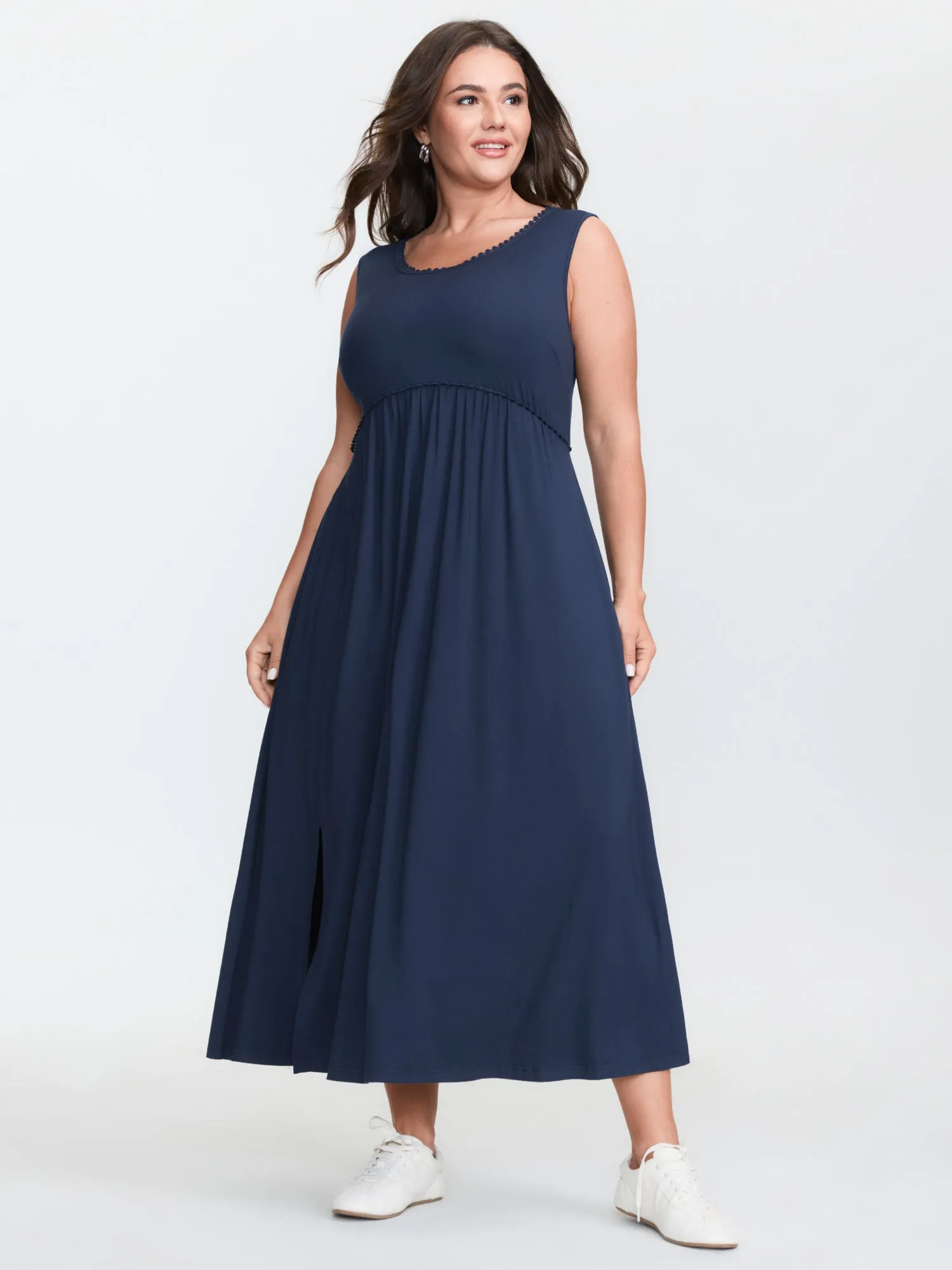 Supersoft Lace Trim Sleeveless Midi Dress sold by Bloomchic product image thumbnail 3
