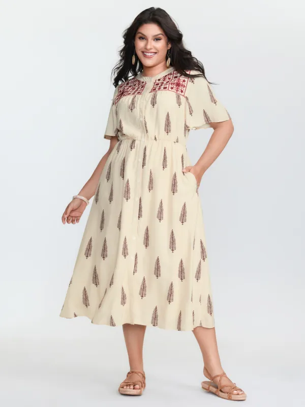 Floral Print Color Contrast Pockets Midi Dress sold by Bloomchic