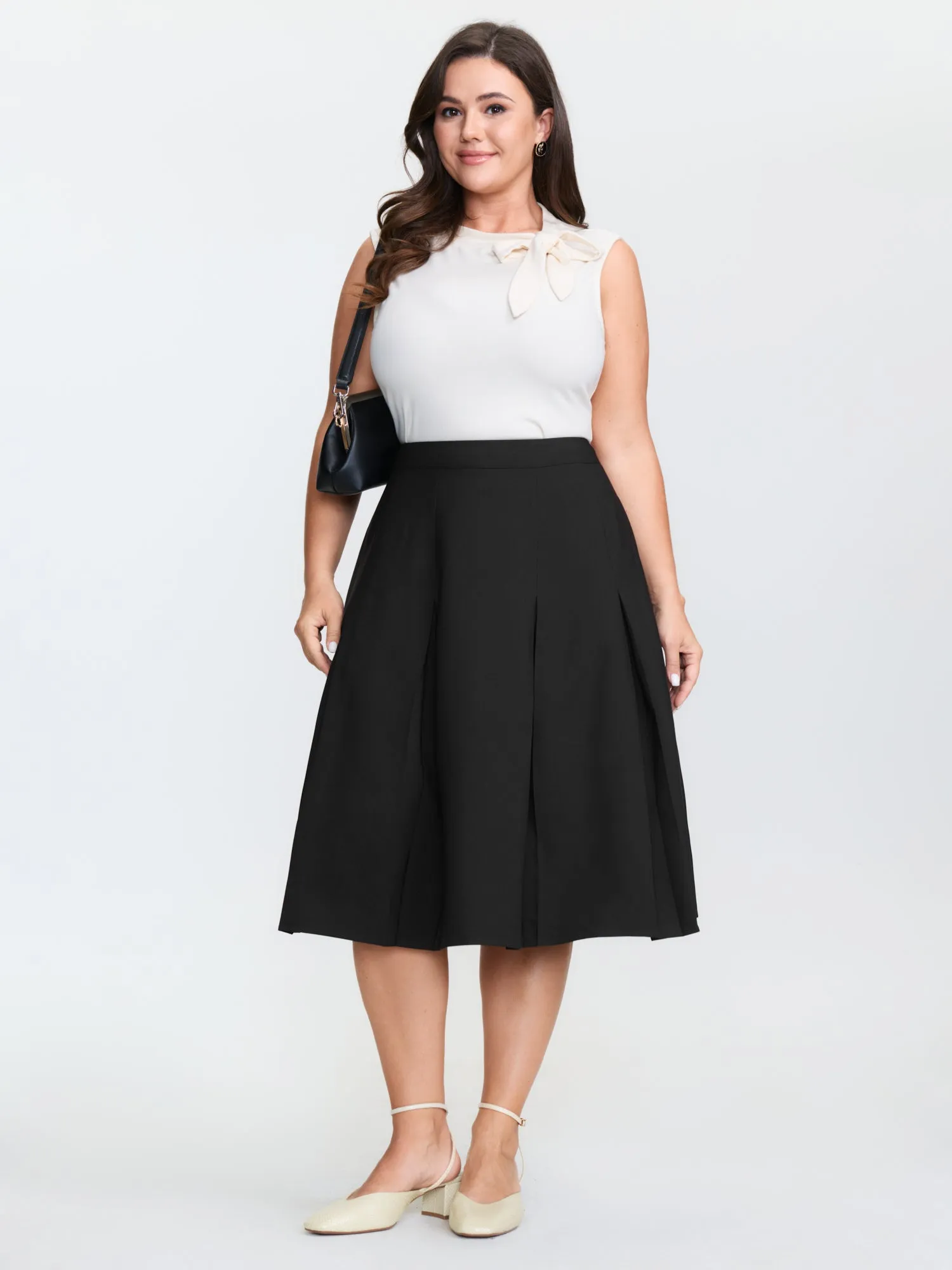 Timeless Pleated Stretchy Midi Skirt sold by Bloomchic product image thumbnail 2