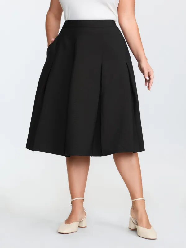 Timeless Pleated Stretchy Midi Skirt sold by Bloomchic