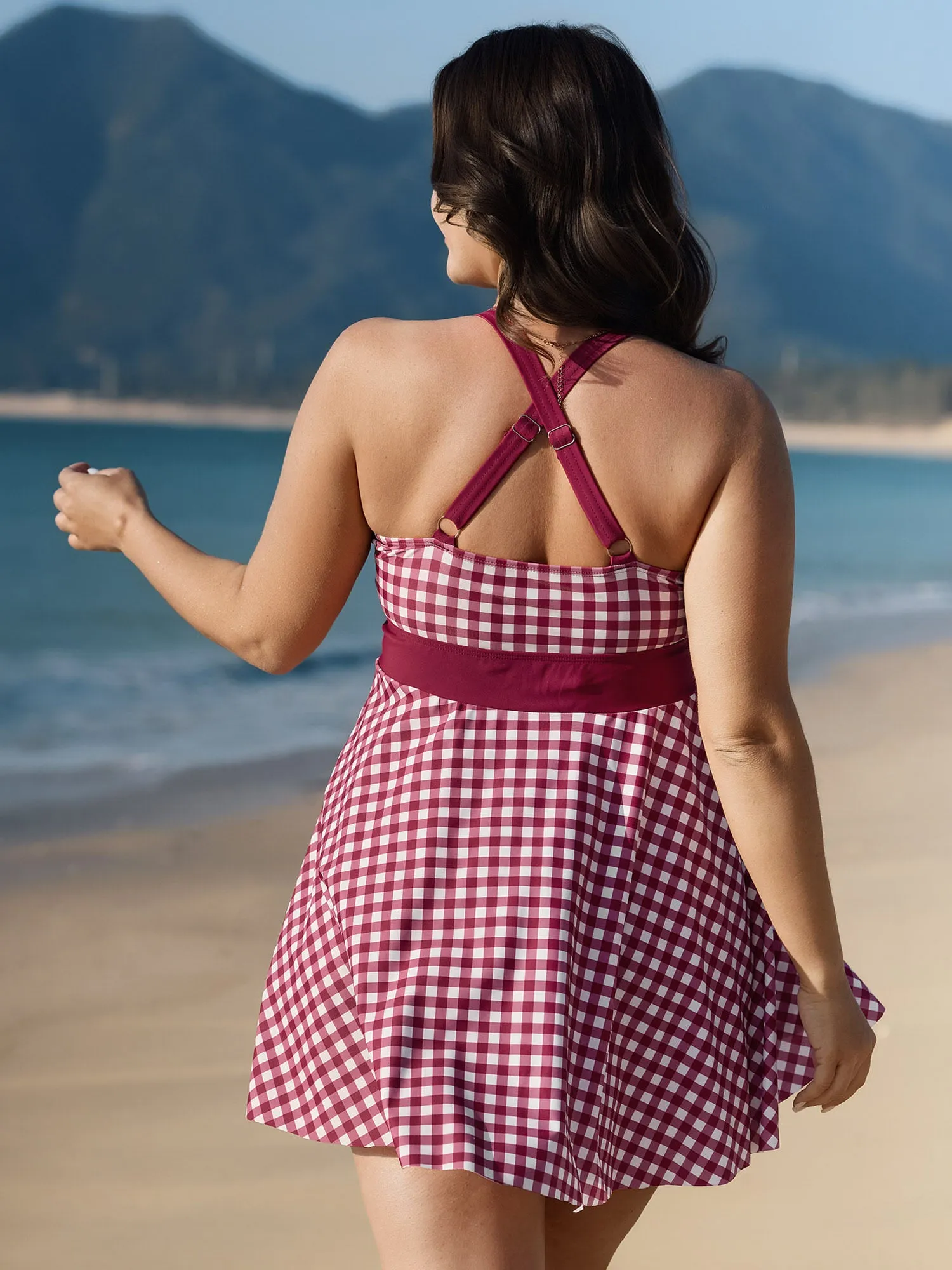 Gingham Print Color Contrast Swim Dress sold by Bloomchic product image thumbnail 5