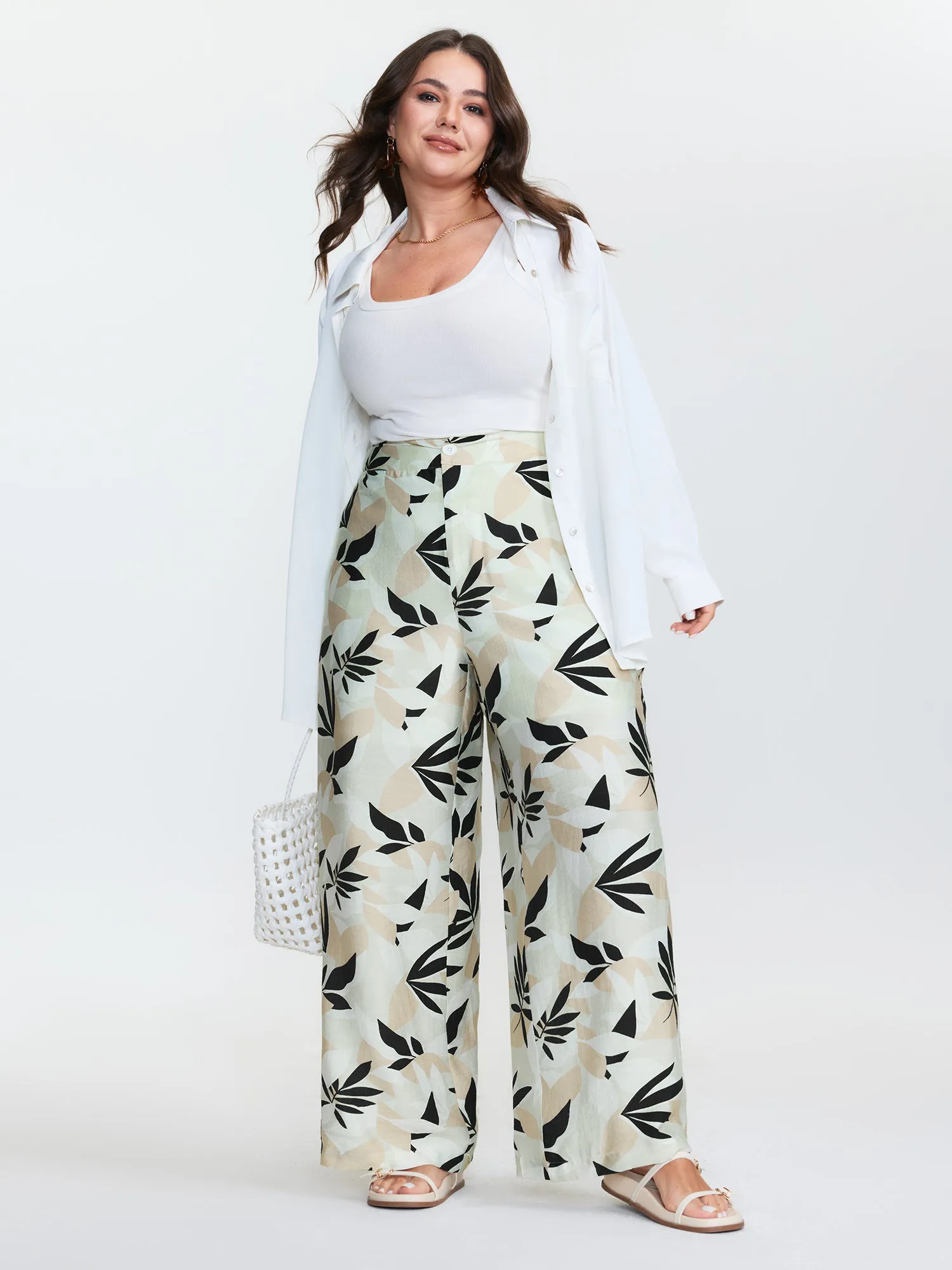 Floral Print Button Straight-Leg Pants sold by Bloomchic product image thumbnail 2