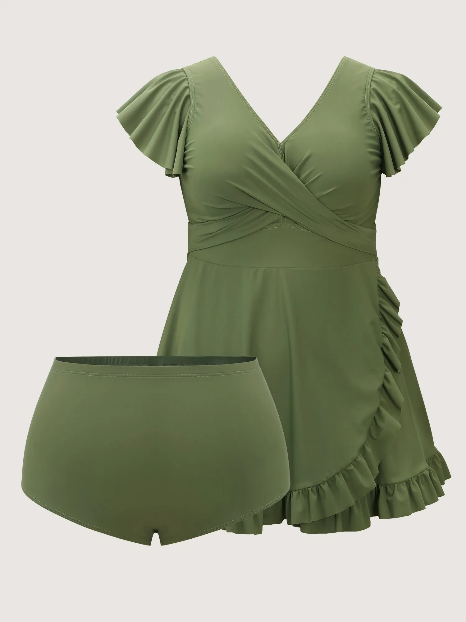 Ruffled Sleeve Curvy Hem Swim Dress sold by Bloomchic product image thumbnail 5