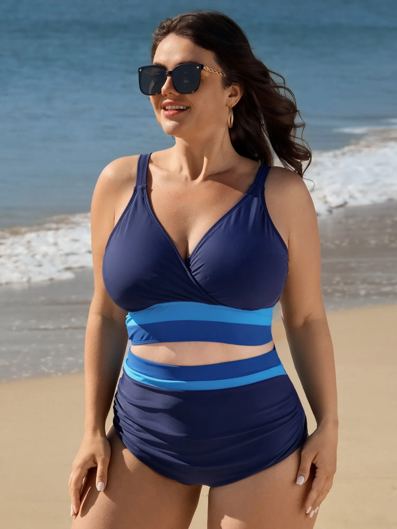 Colorblock Surplice Neckline Swim Top sold by Bloomchic product image thumbnail 2
