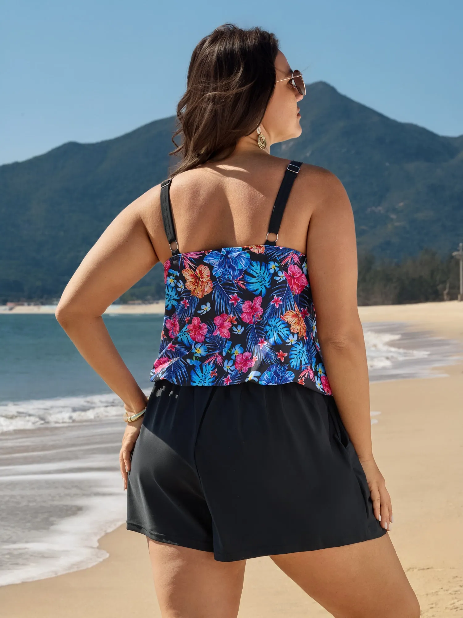 Vibrant Tropical Print Pockets One-Piece Swimsuit sold by Bloomchic product image thumbnail 5