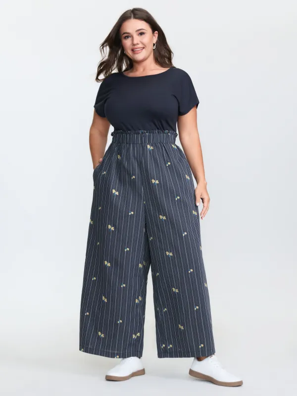 Floral Embroidered Textured Back-Tie Jumpsuit sold by Bloomchic