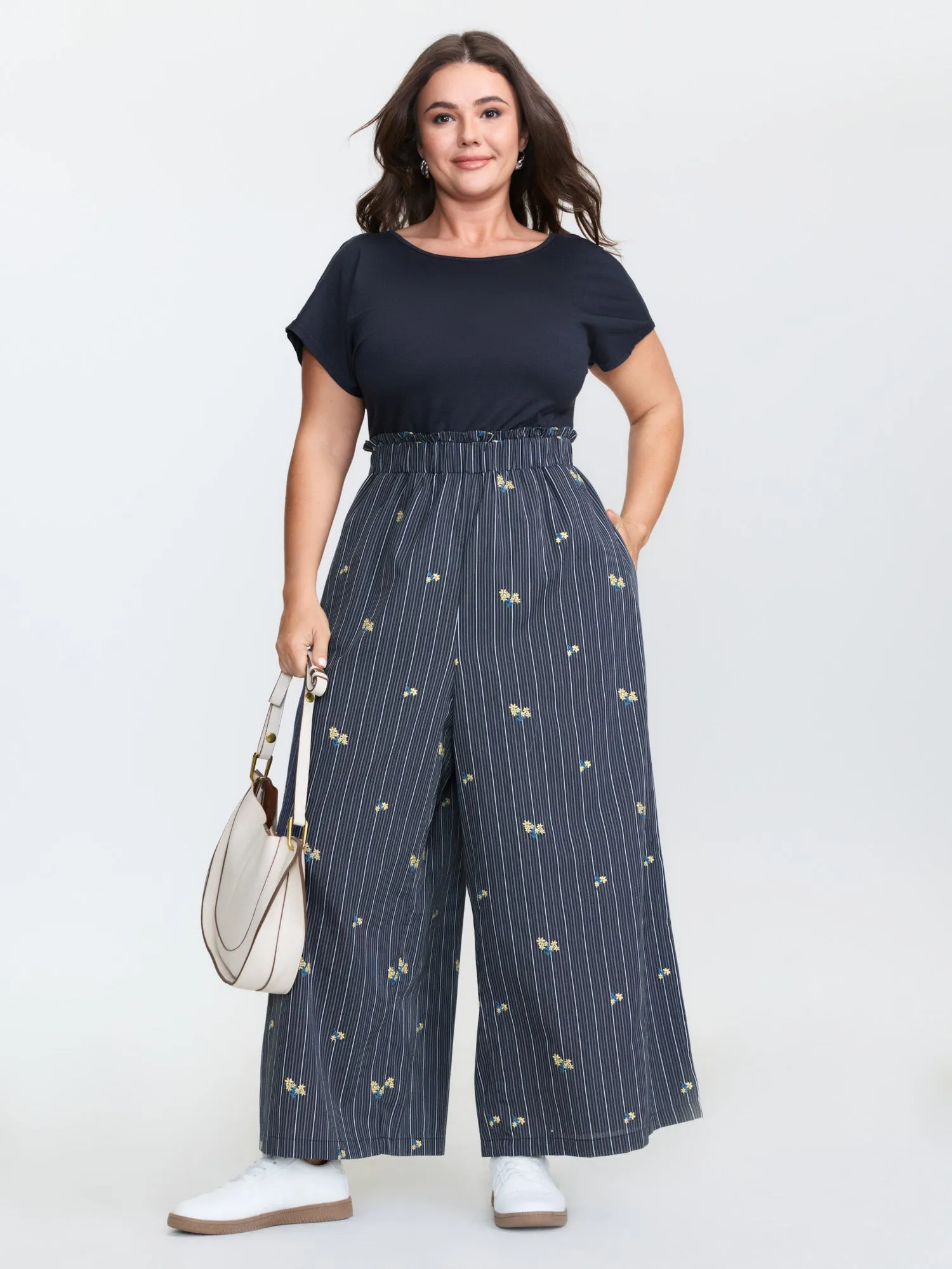 Floral Embroidered Textured Back-Tie Jumpsuit sold by Bloomchic product image thumbnail 3