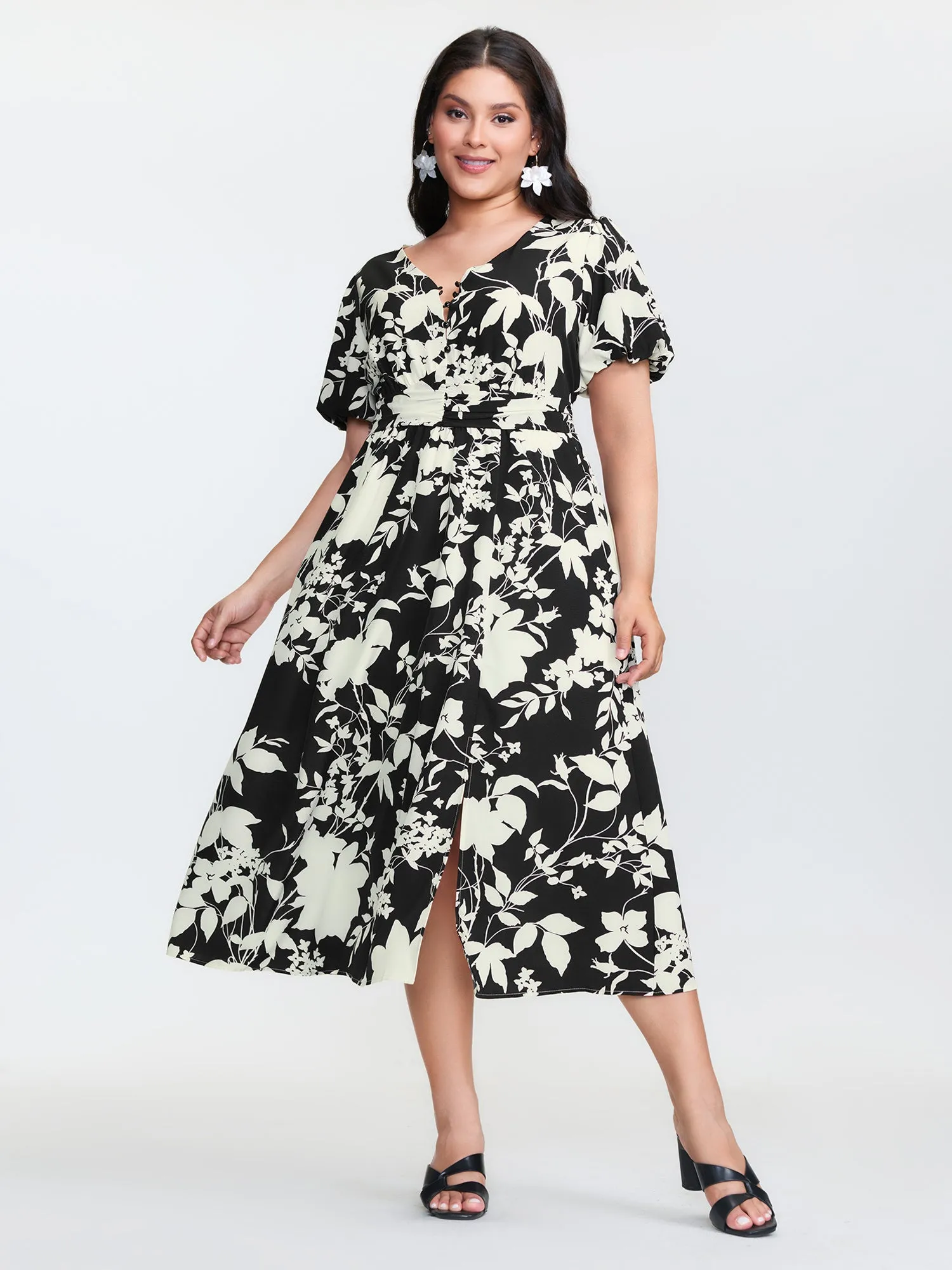 Silhouette Flower Print Pockets Adjustable Maxi Dress sold by Bloomchic product image thumbnail 3
