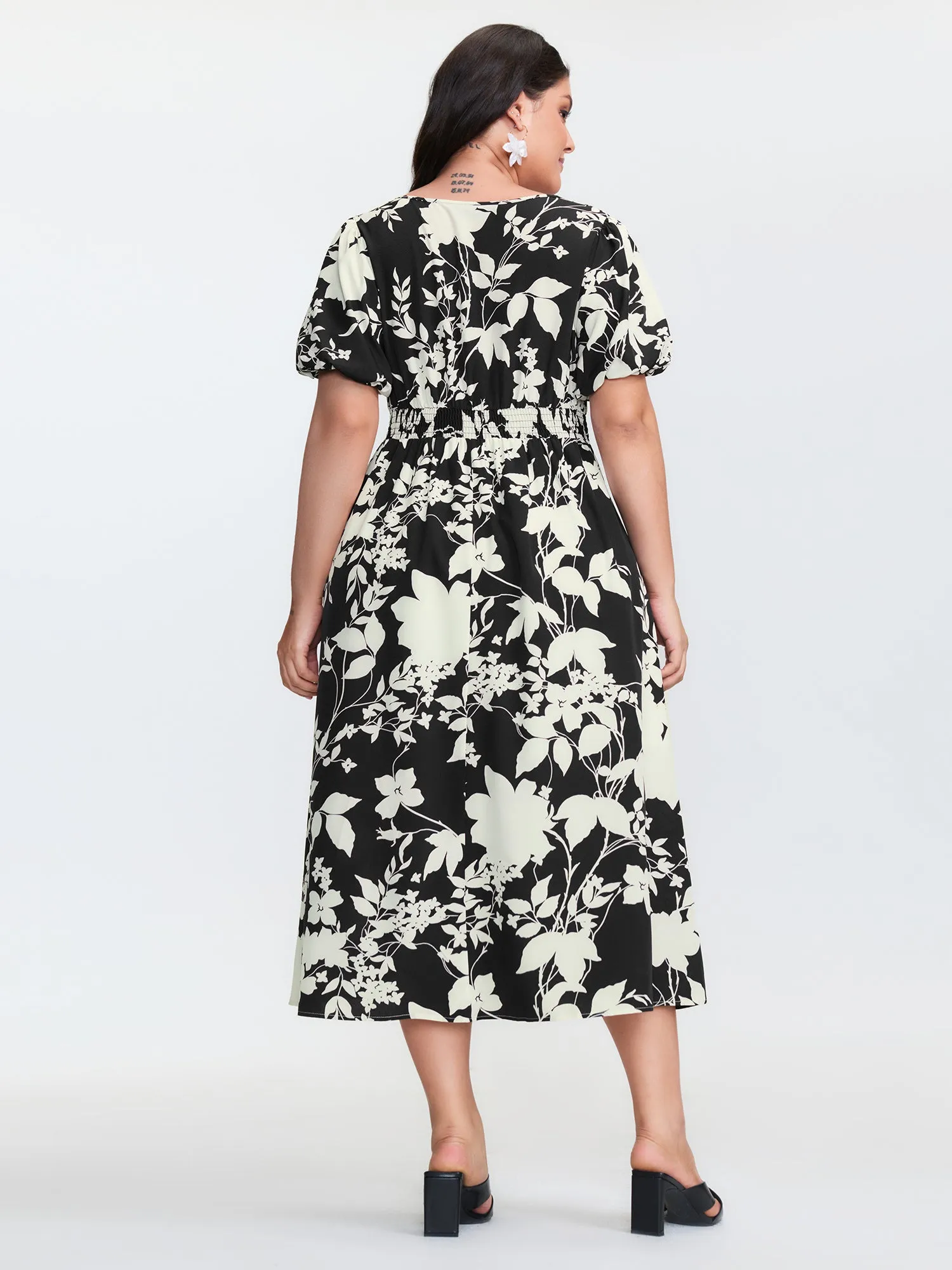 Silhouette Flower Print Pockets Adjustable Maxi Dress sold by Bloomchic product image thumbnail 4