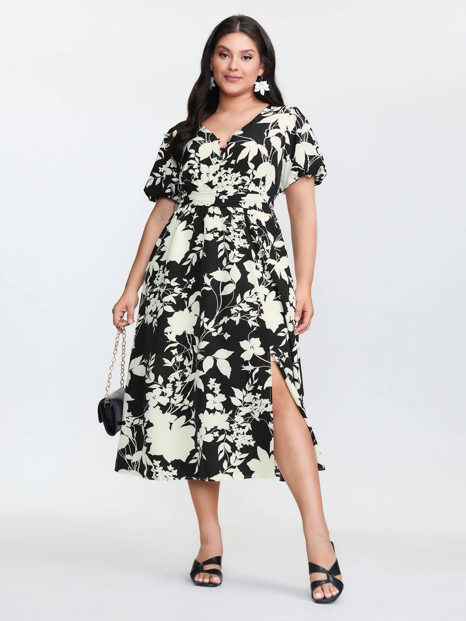 Silhouette Flower Print Pockets Adjustable Maxi Dress sold by Bloomchic