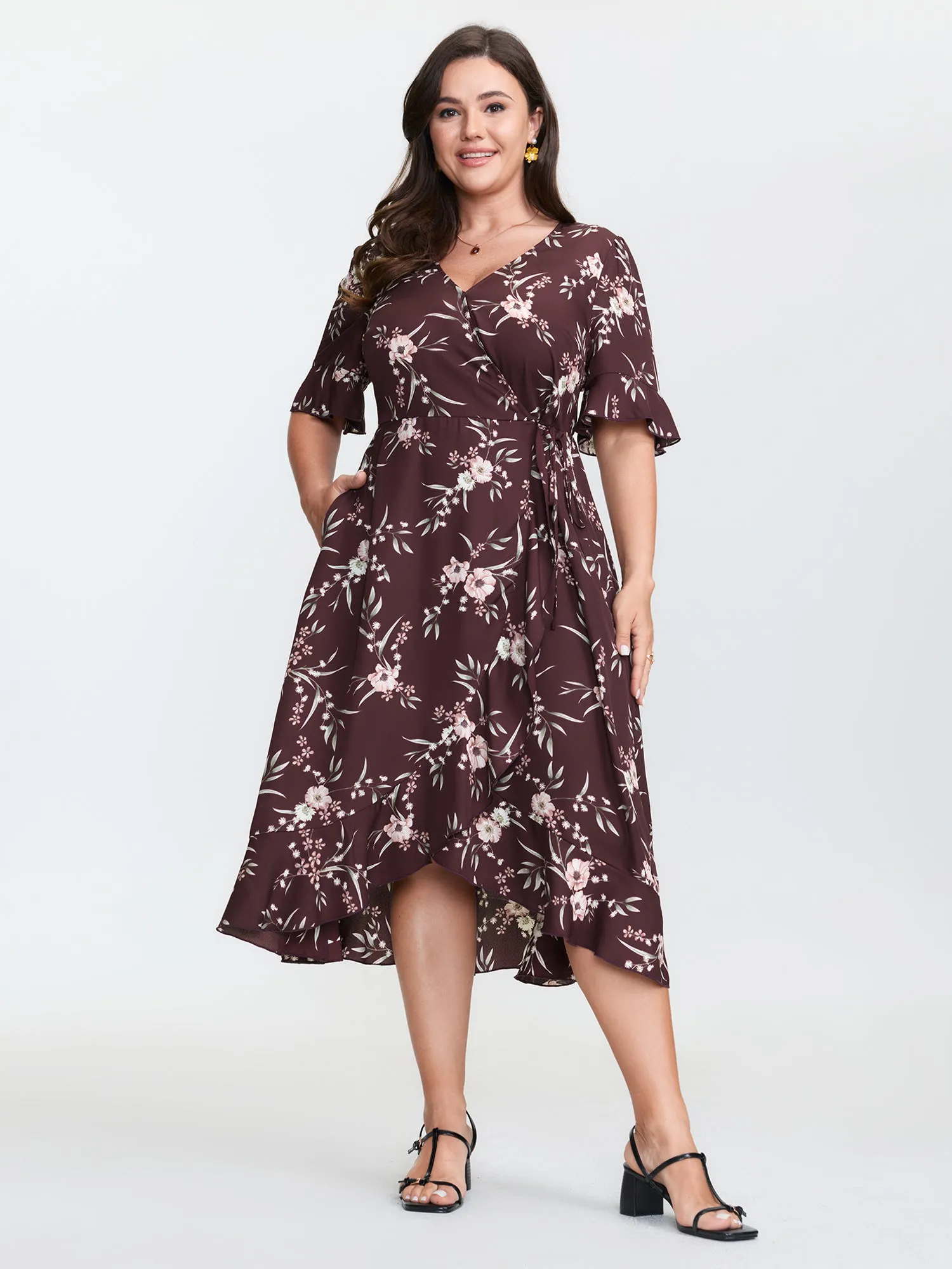 Floral Print Asymmetrical Hemline Midi Dress sold by Bloomchic