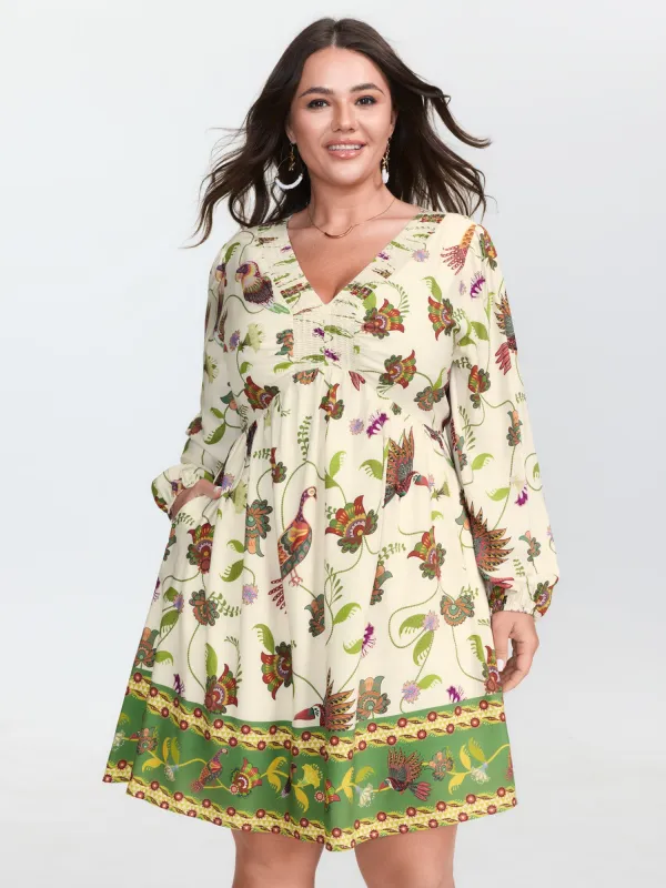 Floral Print Color Contrast Hem Mini Dress sold by Bloomchic