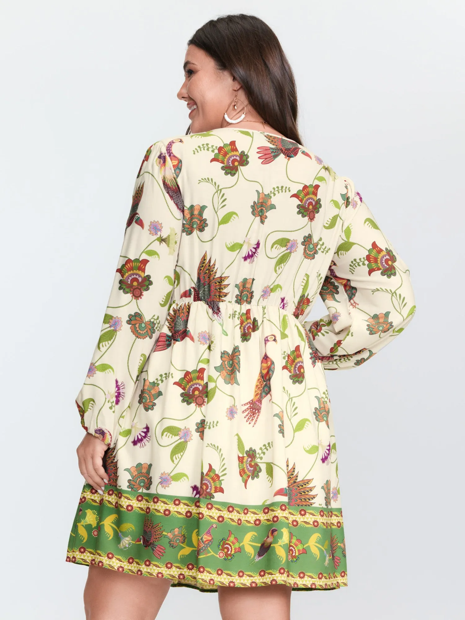 Floral Print Color Contrast Hem Mini Dress sold by Bloomchic product image thumbnail 4