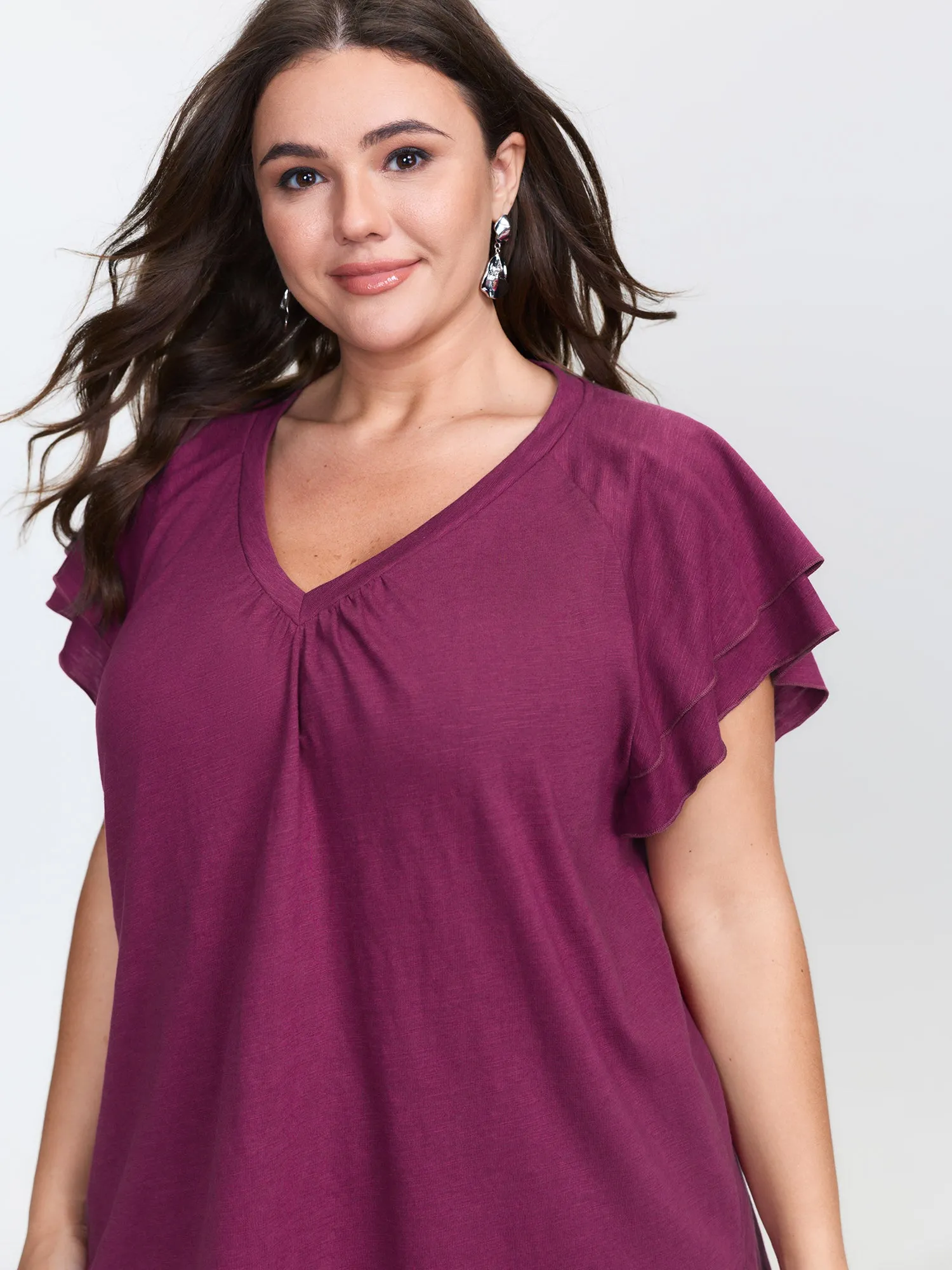 Stretchy Textured Flared Sleeve T-Shirt sold by Bloomchic product image thumbnail 2